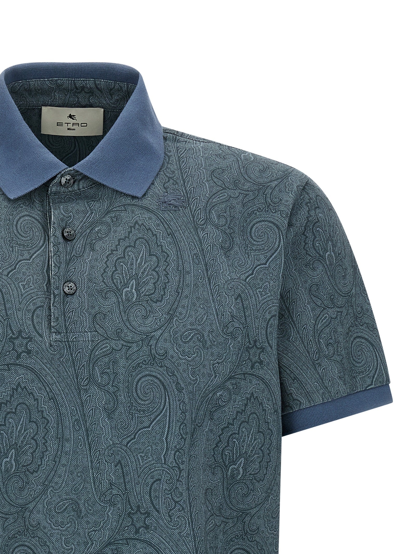 Etro Blue Cotton Polo Shirt Etro