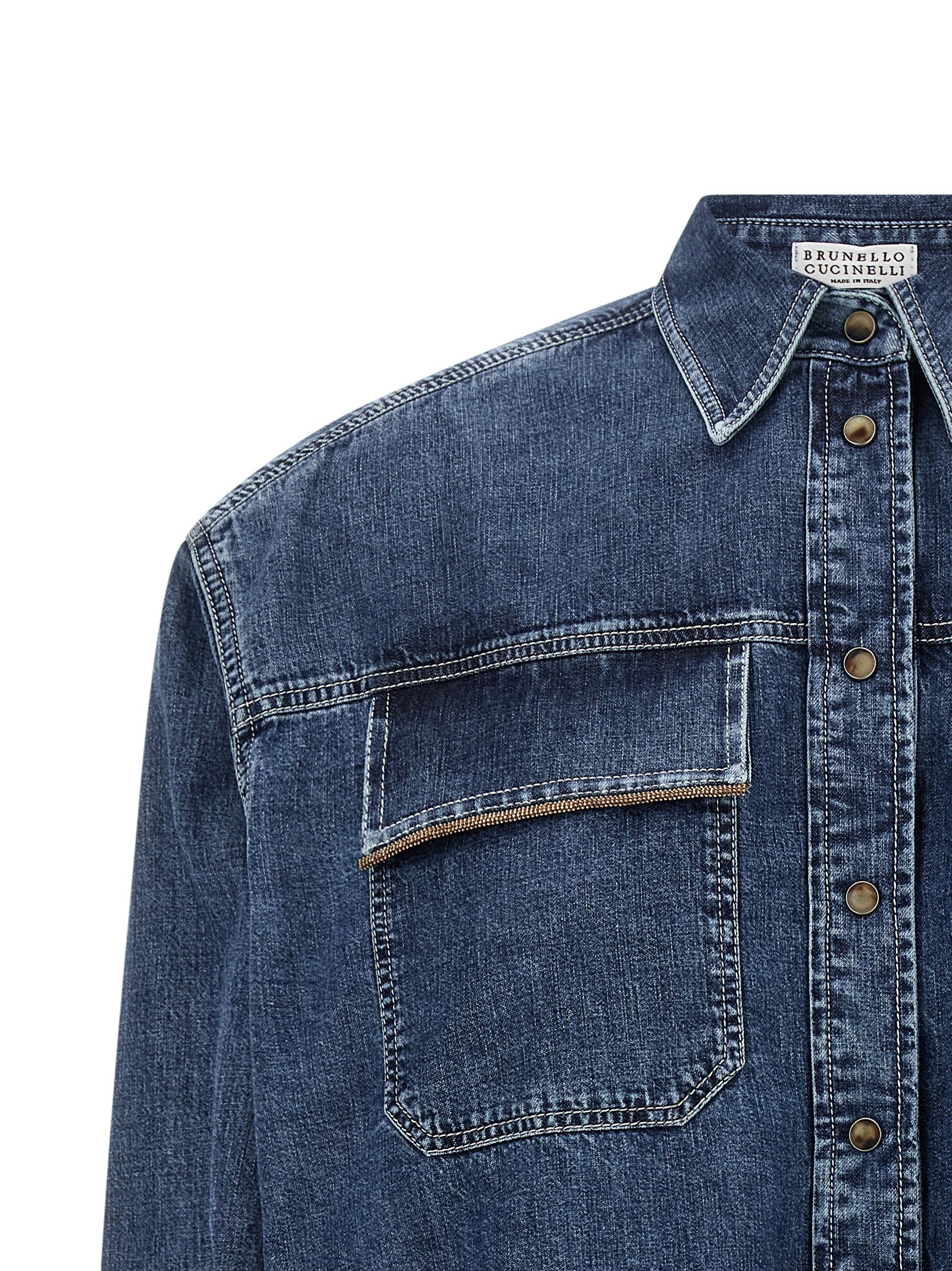 Brunello Cucinelli Blue Cotton Blouse Brunello Cucinelli