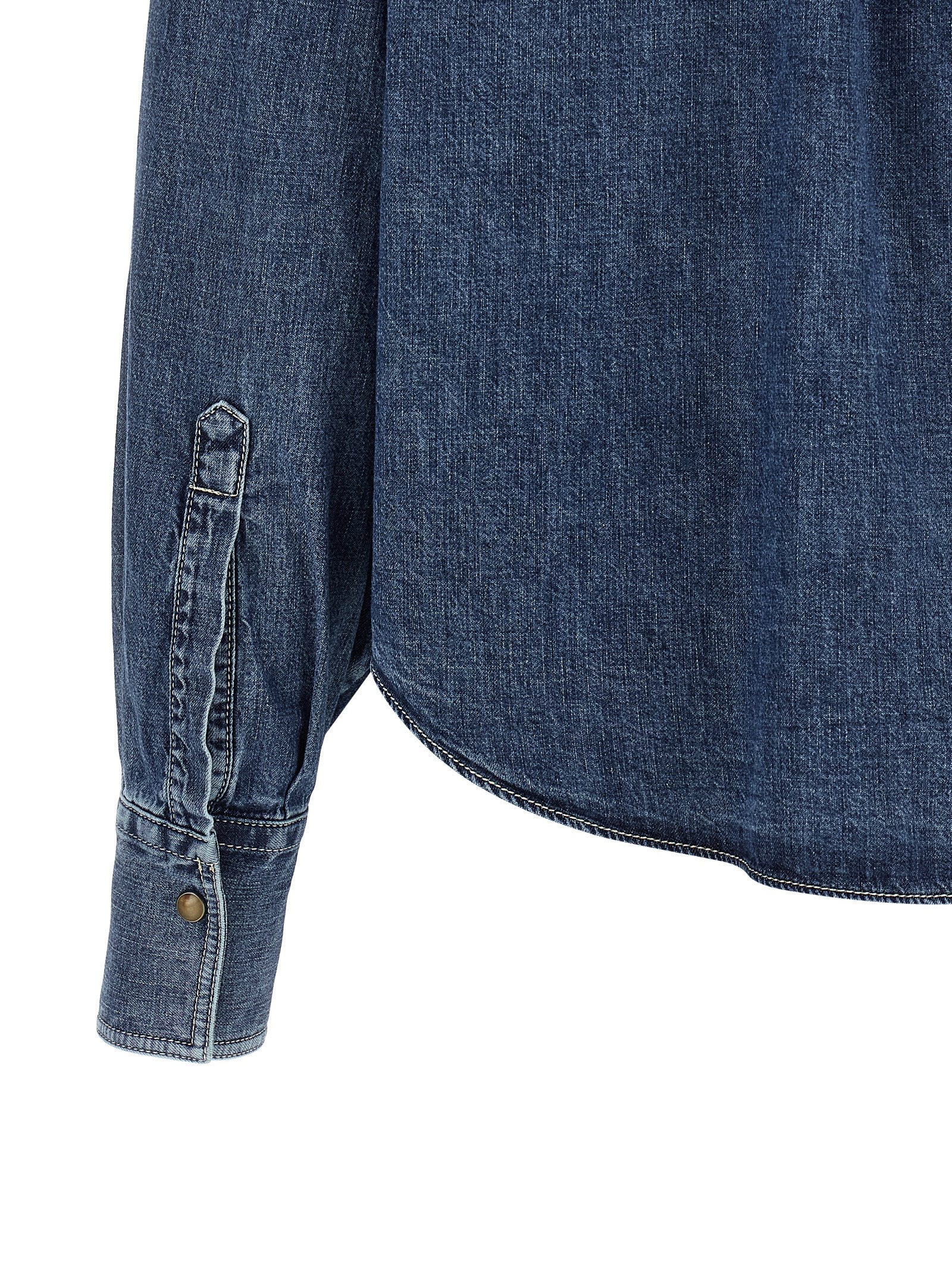 Brunello Cucinelli Blue Cotton Blouse Brunello Cucinelli