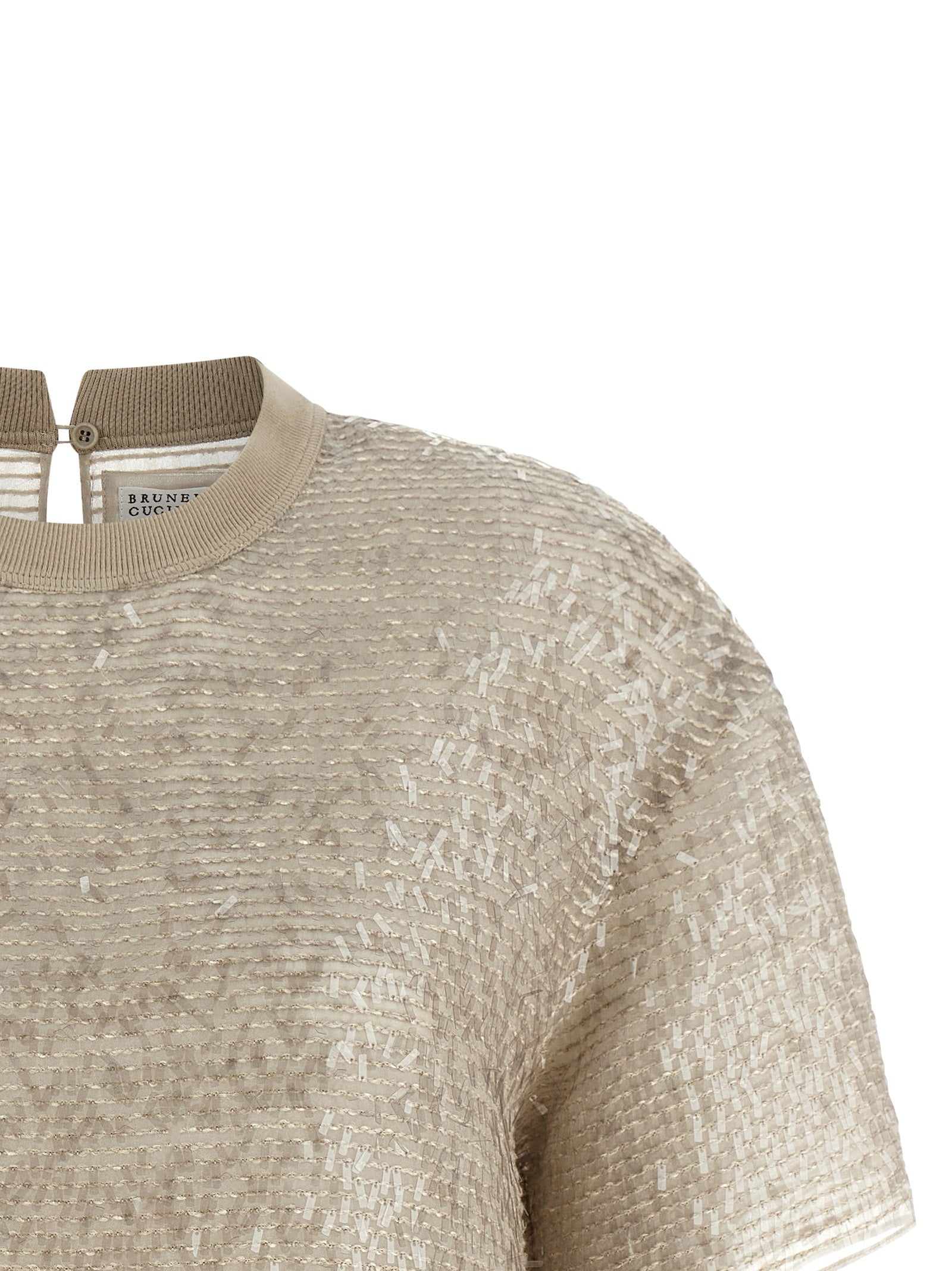 Brunello Cucinelli Beige Silk T-Shirt Brunello Cucinelli
