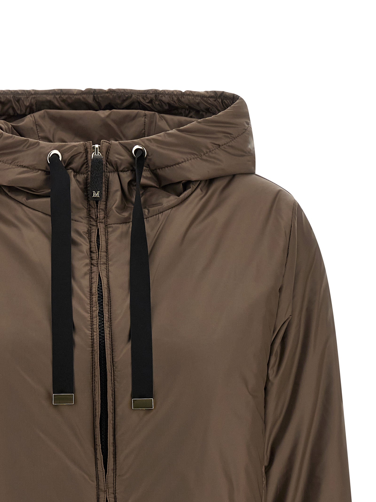 Max Mara Brown Polyester Full-Length Jacket Max Mara