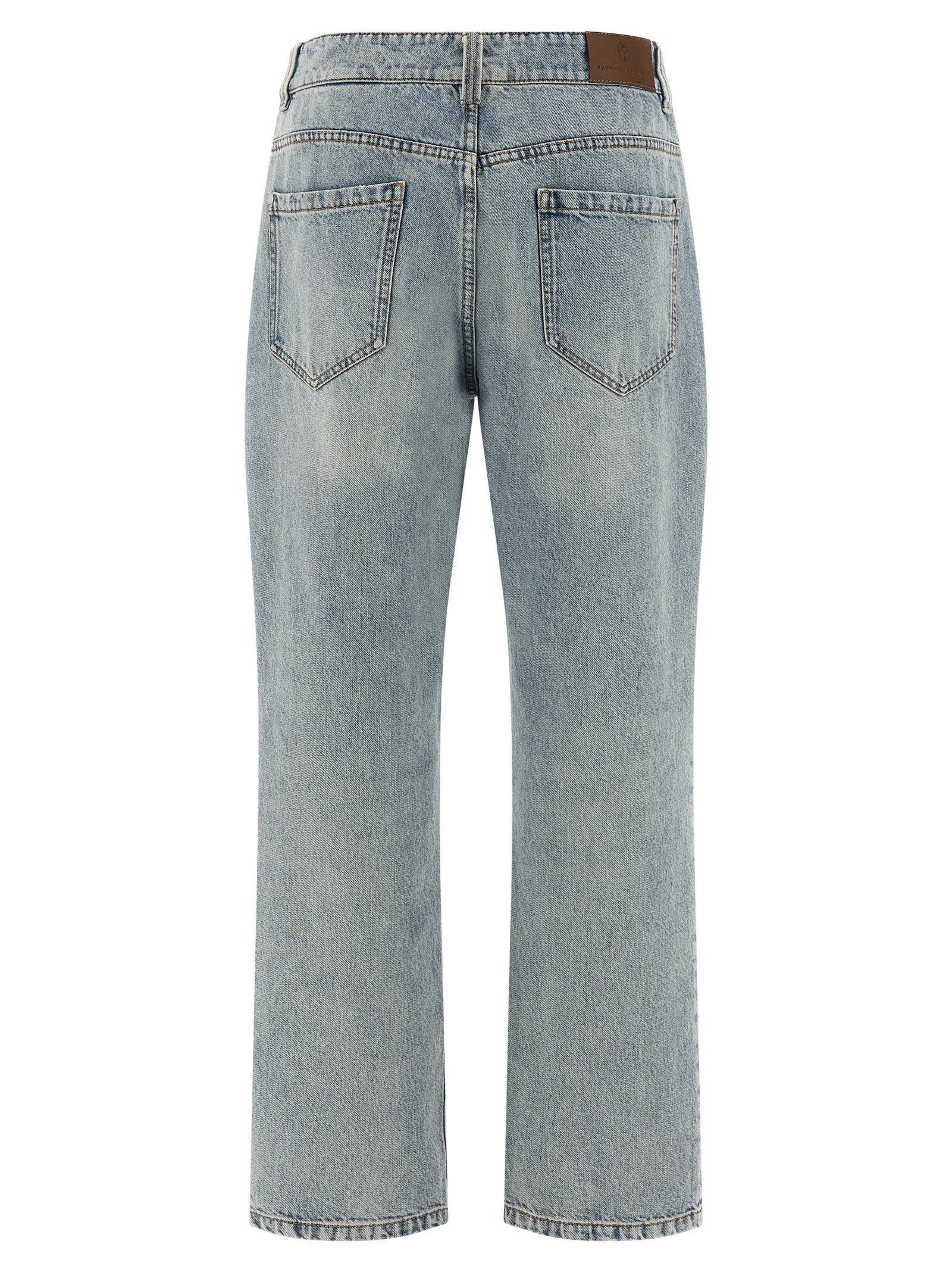 Brunello Cucinelli Blue Cotton Straight-Leg Jeans Brunello Cucinelli