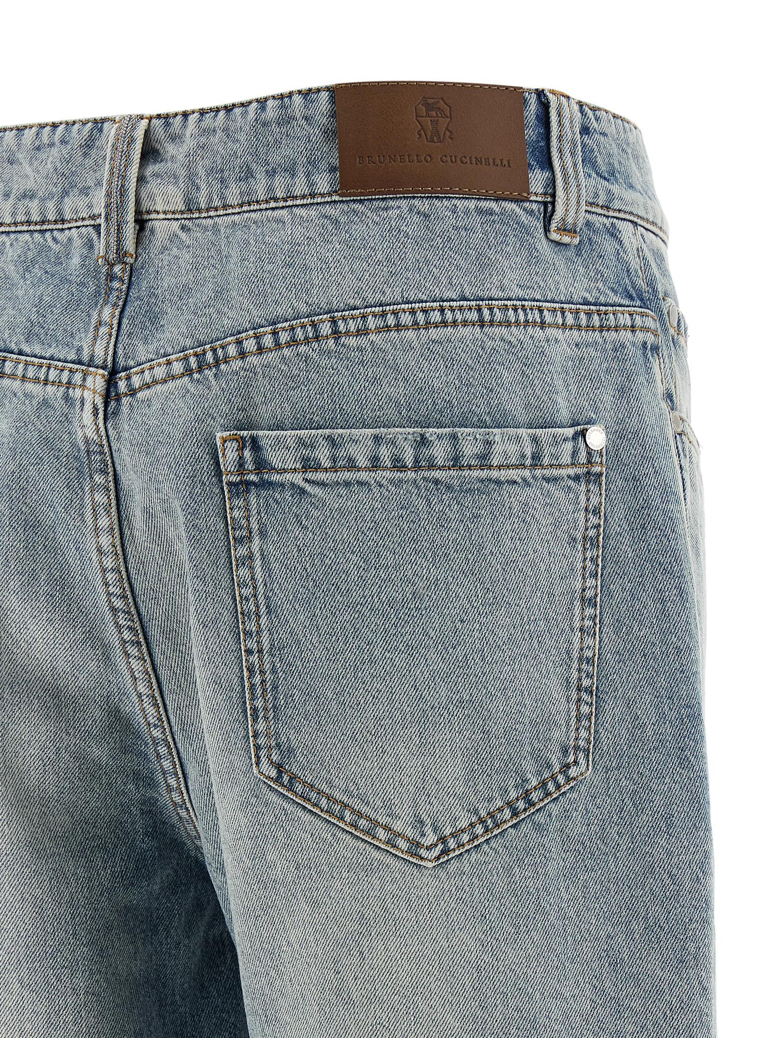 Brunello Cucinelli Blue Cotton Straight-Leg Jeans Brunello Cucinelli