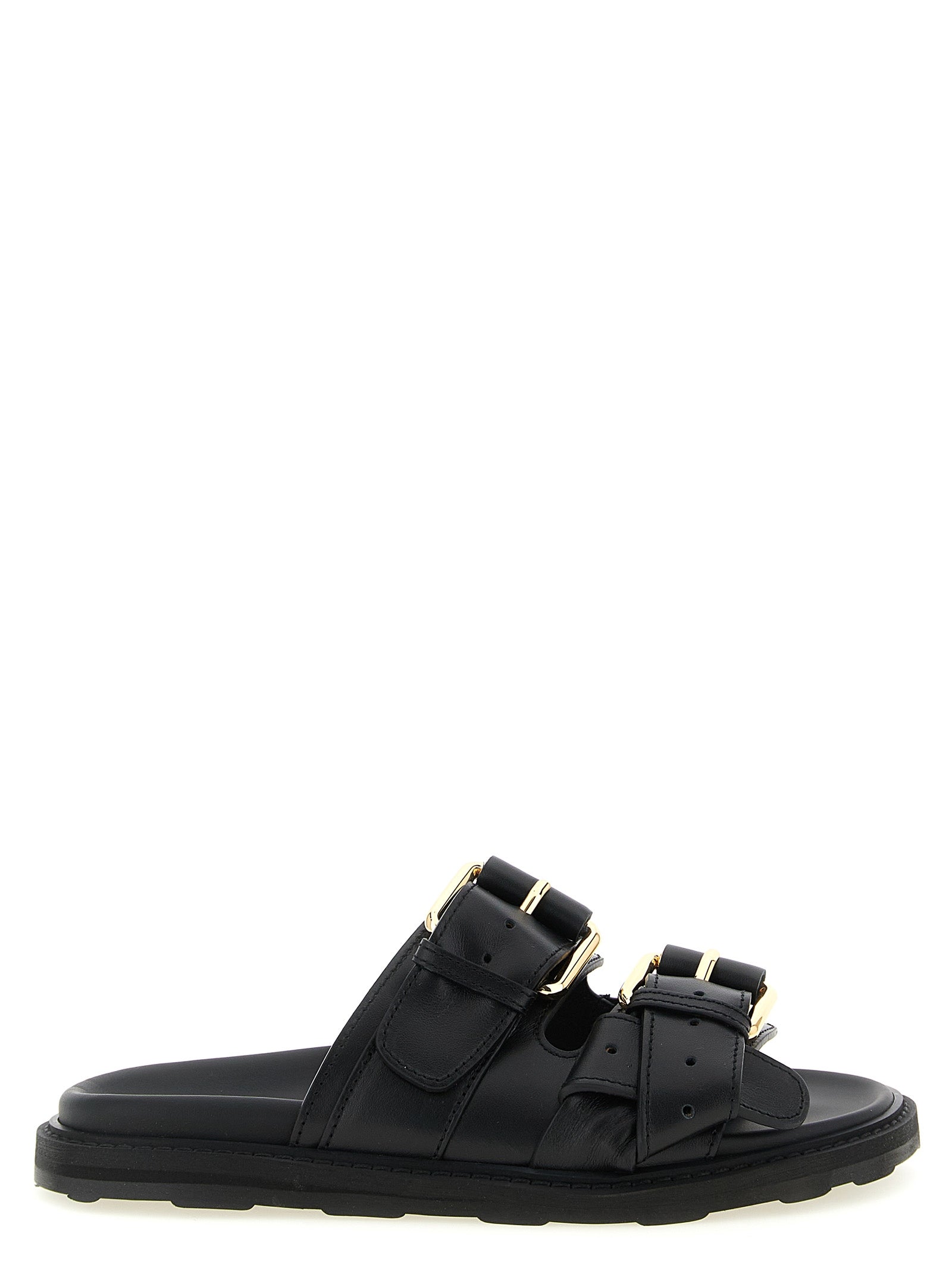 Moschino Black Calfskin Slides Moschino