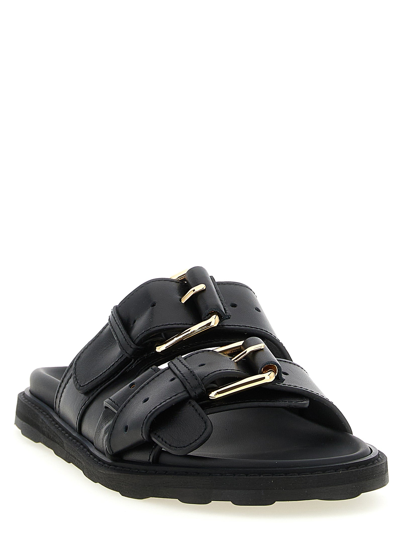 Moschino Black Calfskin Slides Moschino