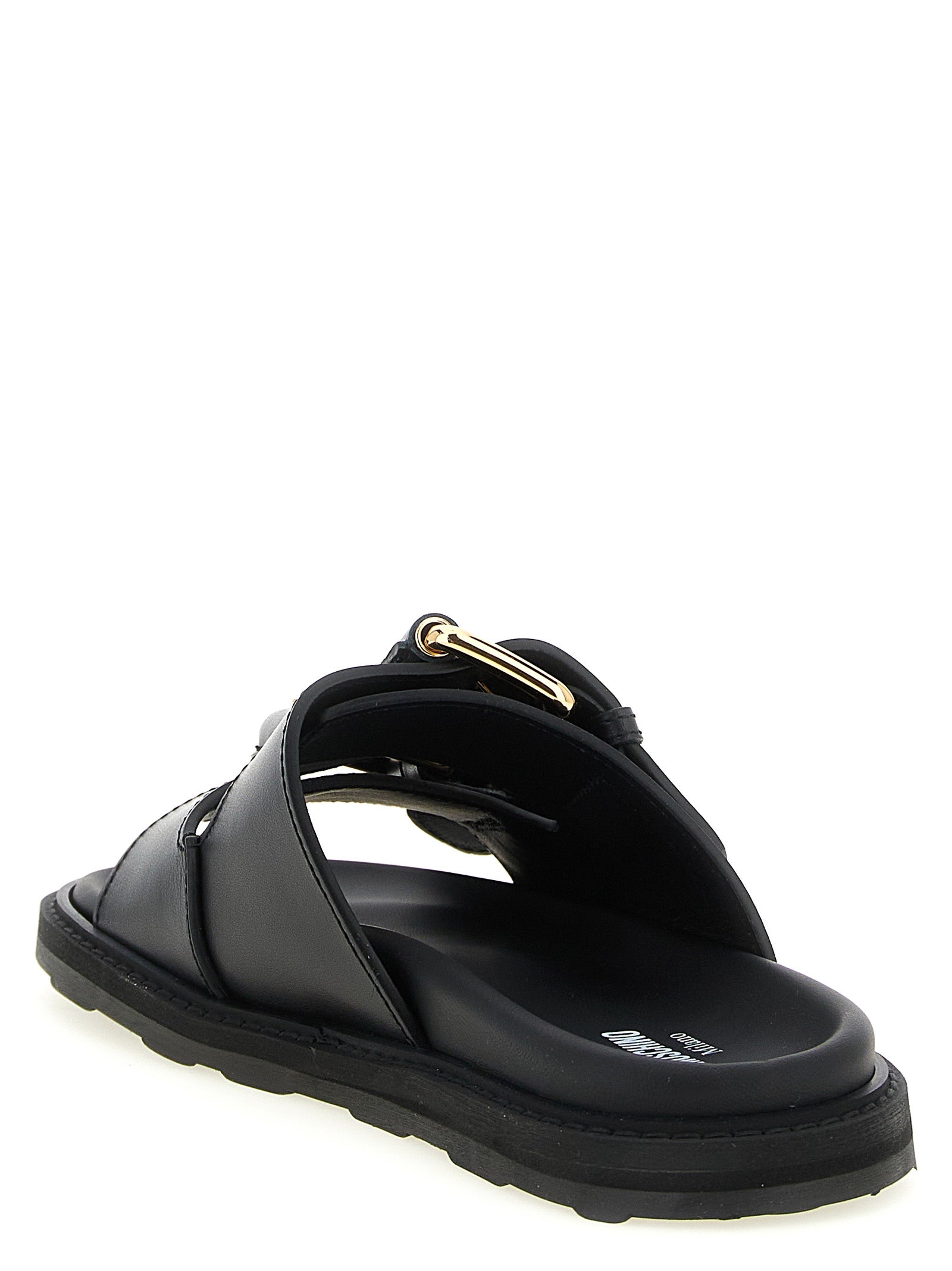 Moschino Black Calfskin Slides Moschino