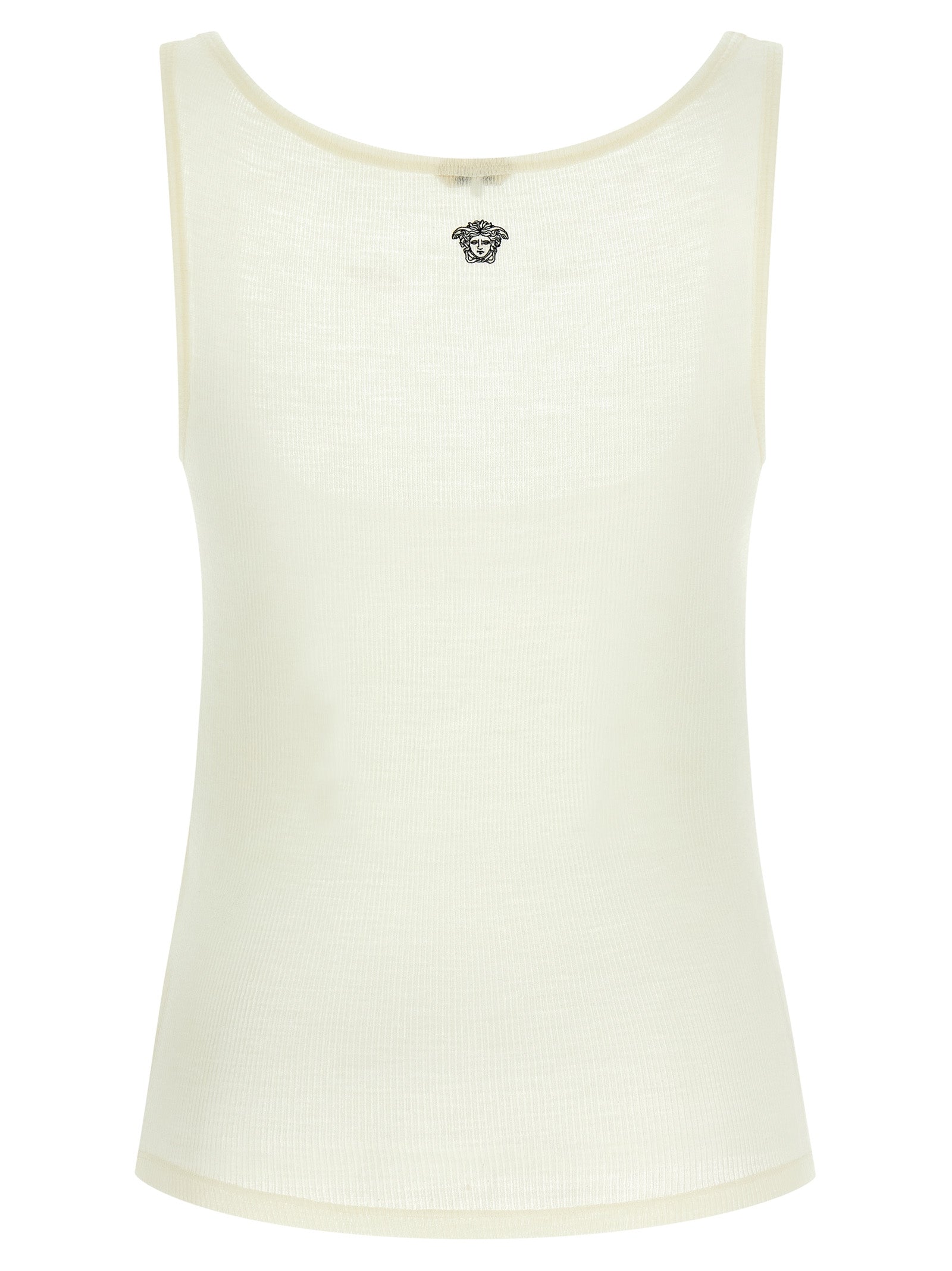 Versace White Virgin Wool Sleeveles T-Shirt Versace