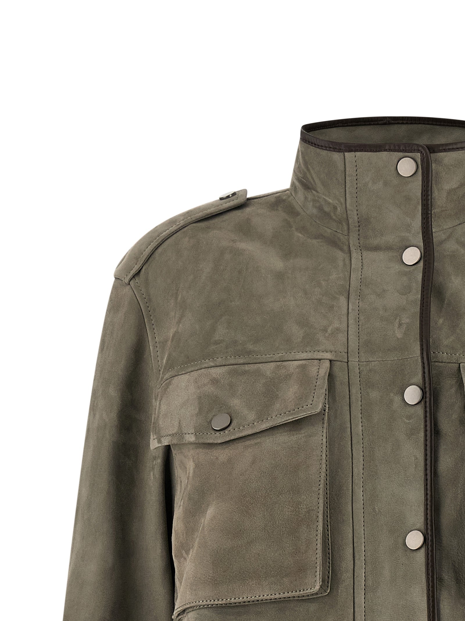 Brunello Cucinelli Gray Calfskin Leather Jacket Brunello Cucinelli