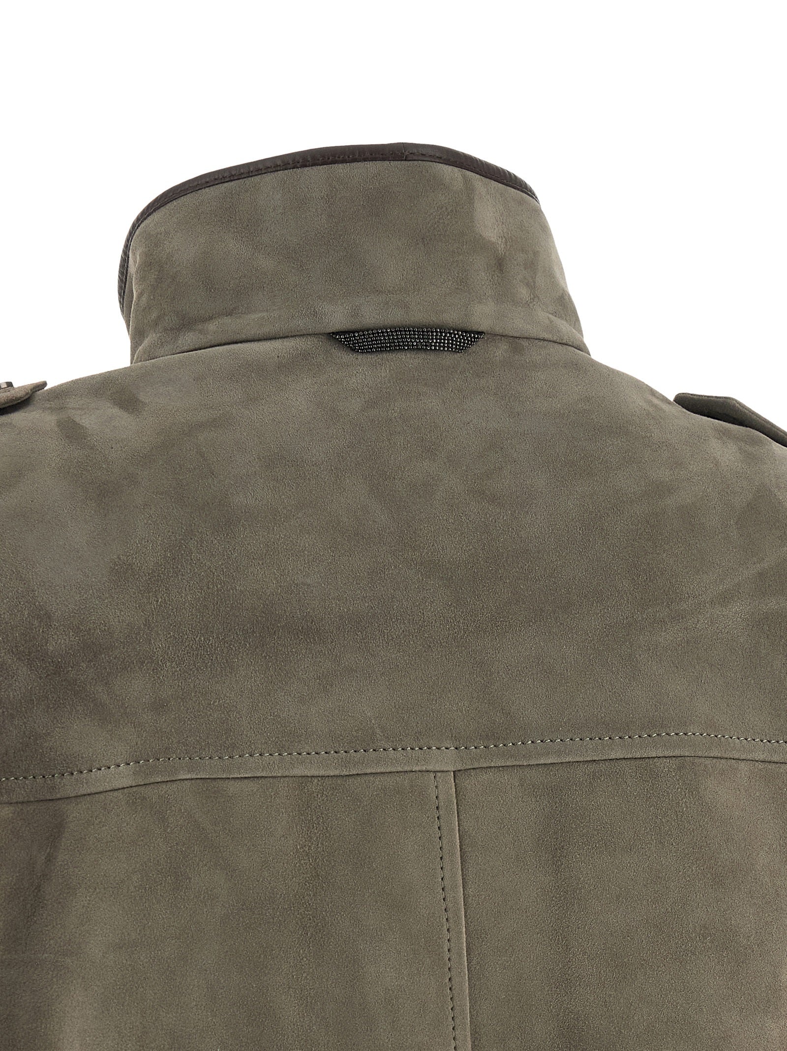 Brunello Cucinelli Gray Calfskin Leather Jacket Brunello Cucinelli