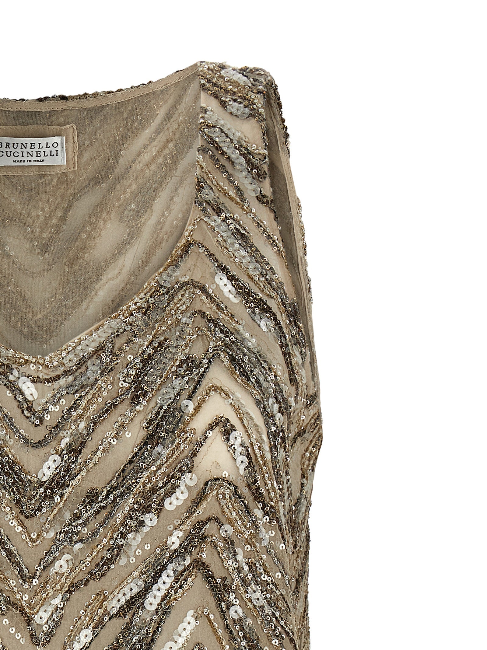Brunello Cucinelli Beige Silk Tank Tops Brunello Cucinelli