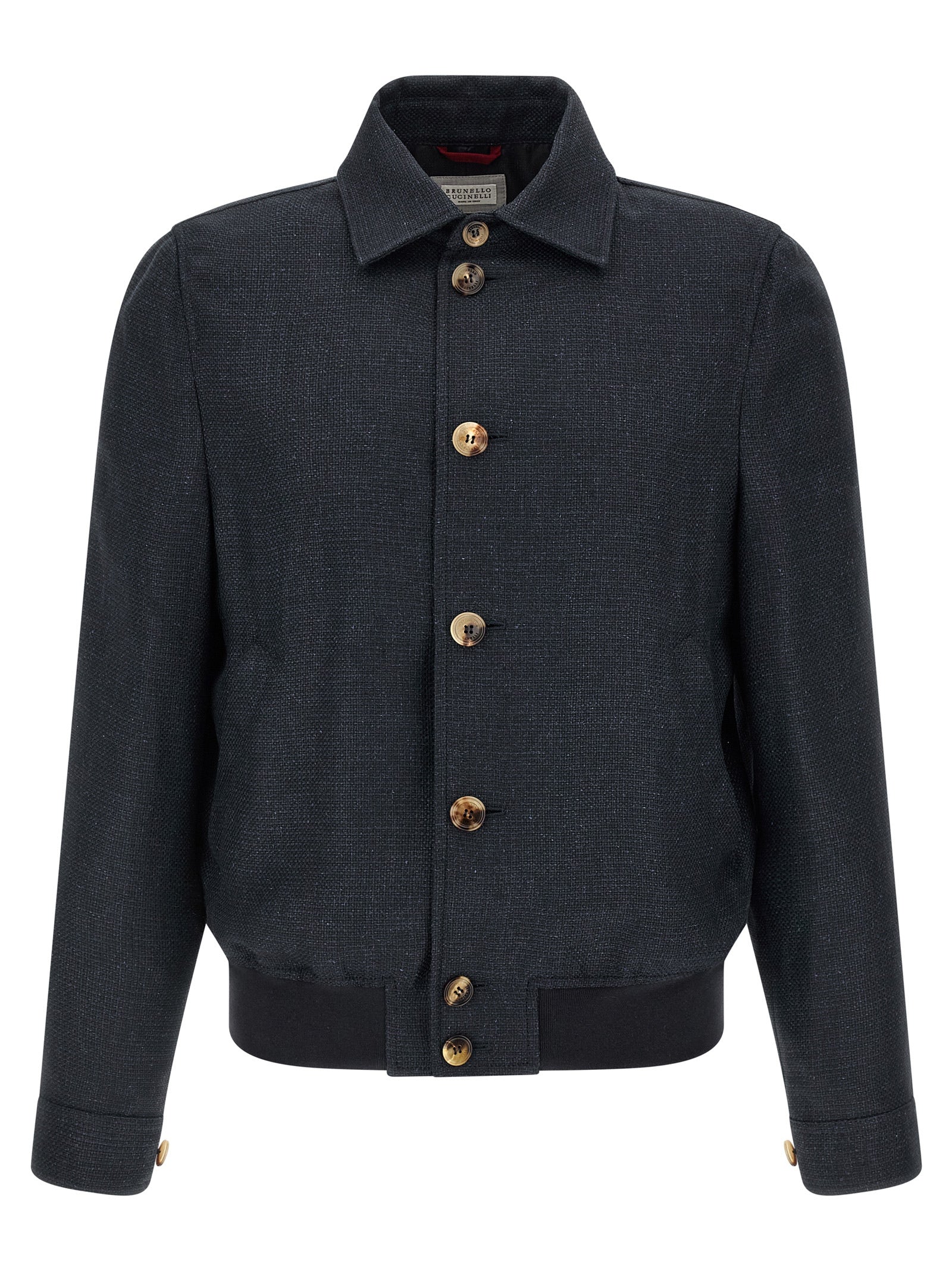Brunello Cucinelli Blue Sisal Biker Jacket Brunello Cucinelli