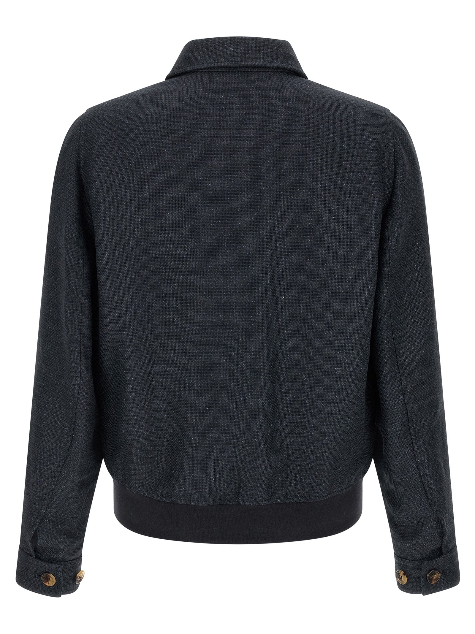 Brunello Cucinelli Blue Sisal Biker Jacket Brunello Cucinelli