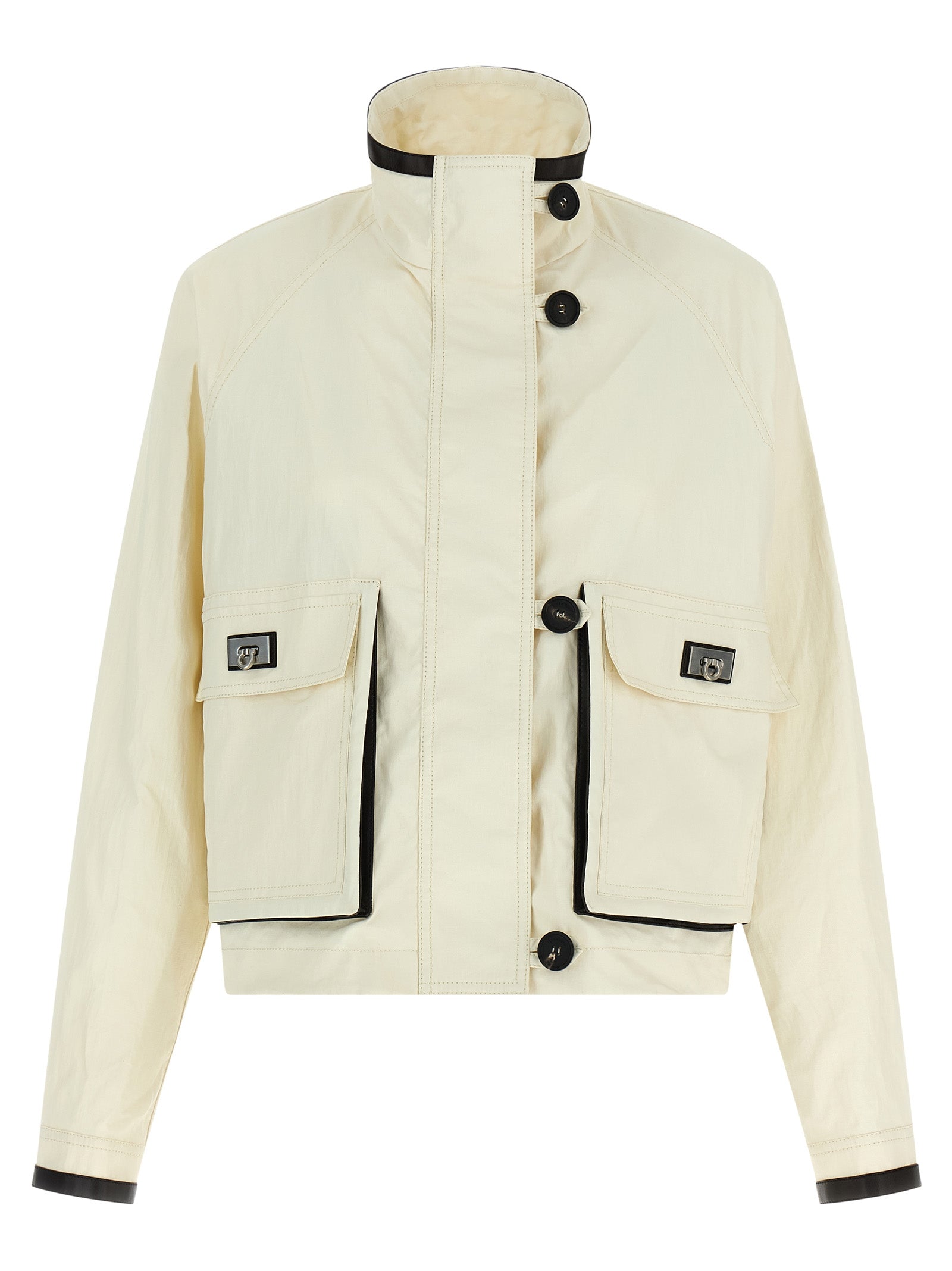 Ferragamo White Linen Full-Length Jacket Ferragamo