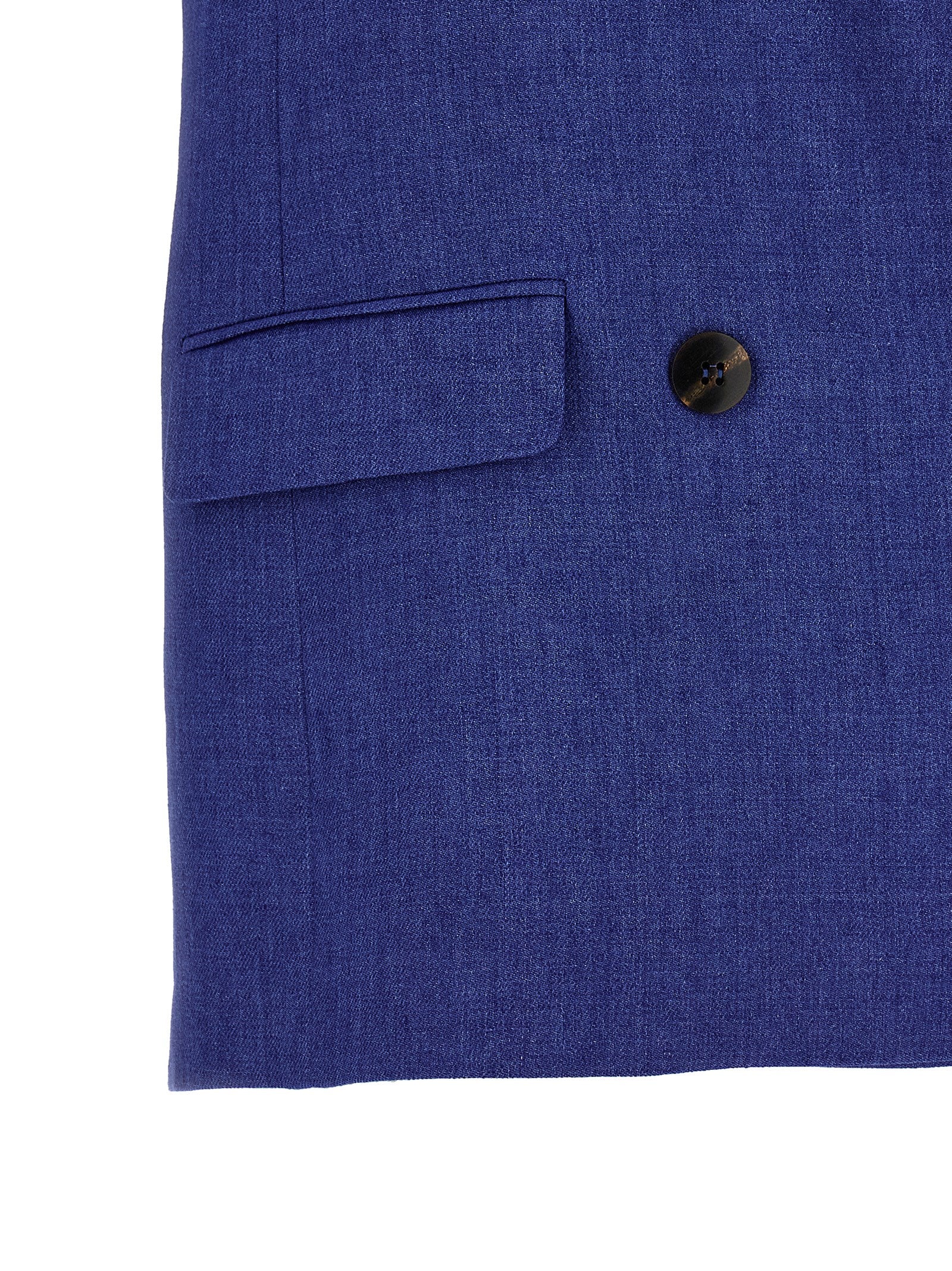 Max Mara Blue Linen Sleeveless Jacket Max Mara