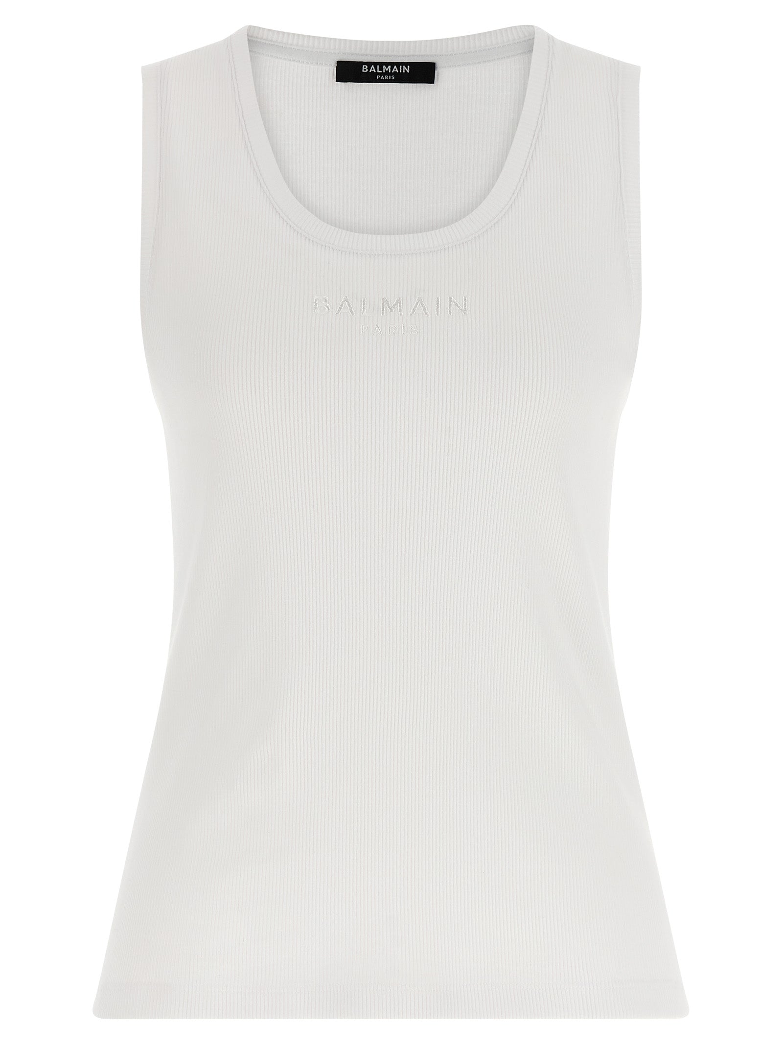 Balmain White Cotton Tank Tops Balmain