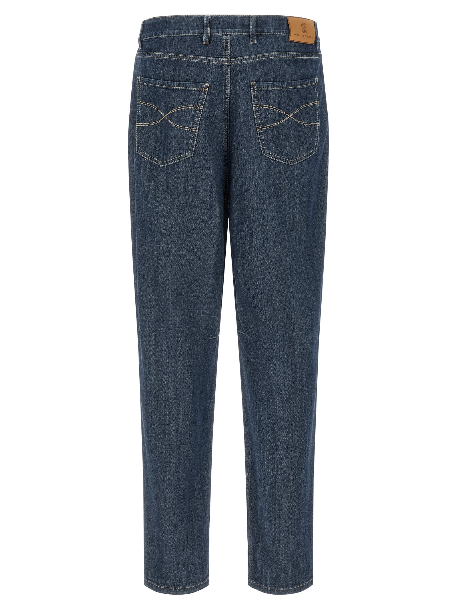 Brunello Cucinelli Blue Cotton Straight-Leg Jeans Brunello Cucinelli