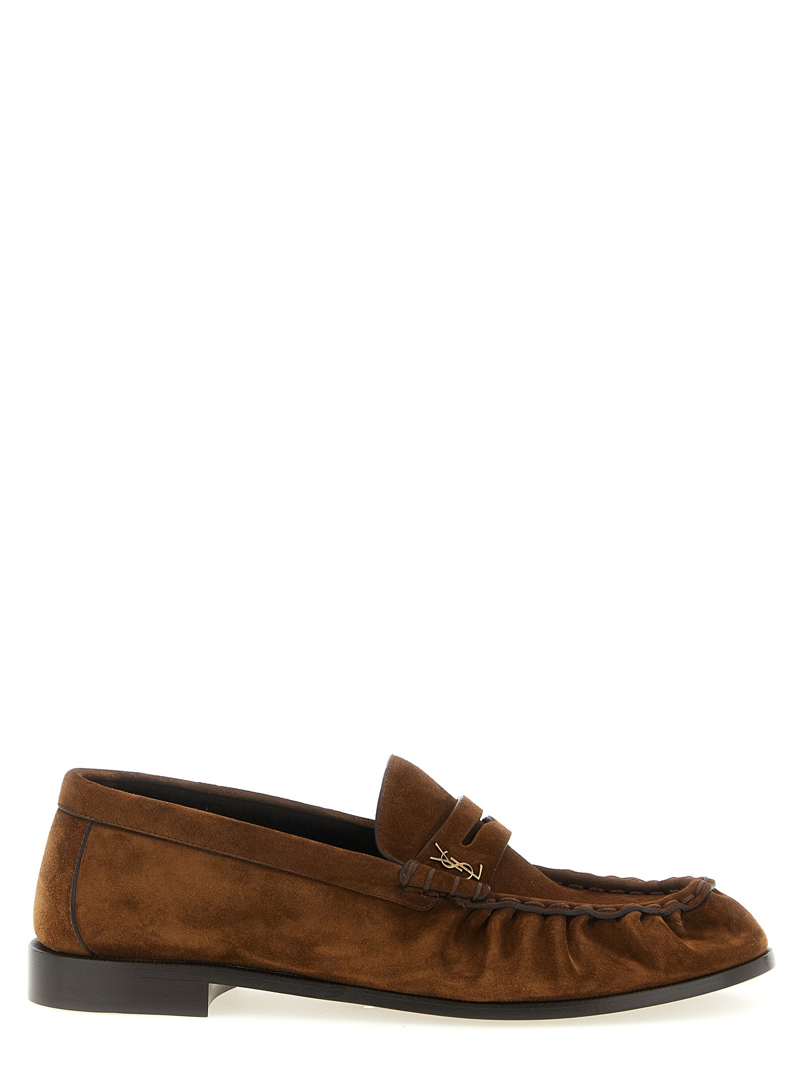Saint Laurent Brown Calfskin Slip-On Loafers Saint Laurent
