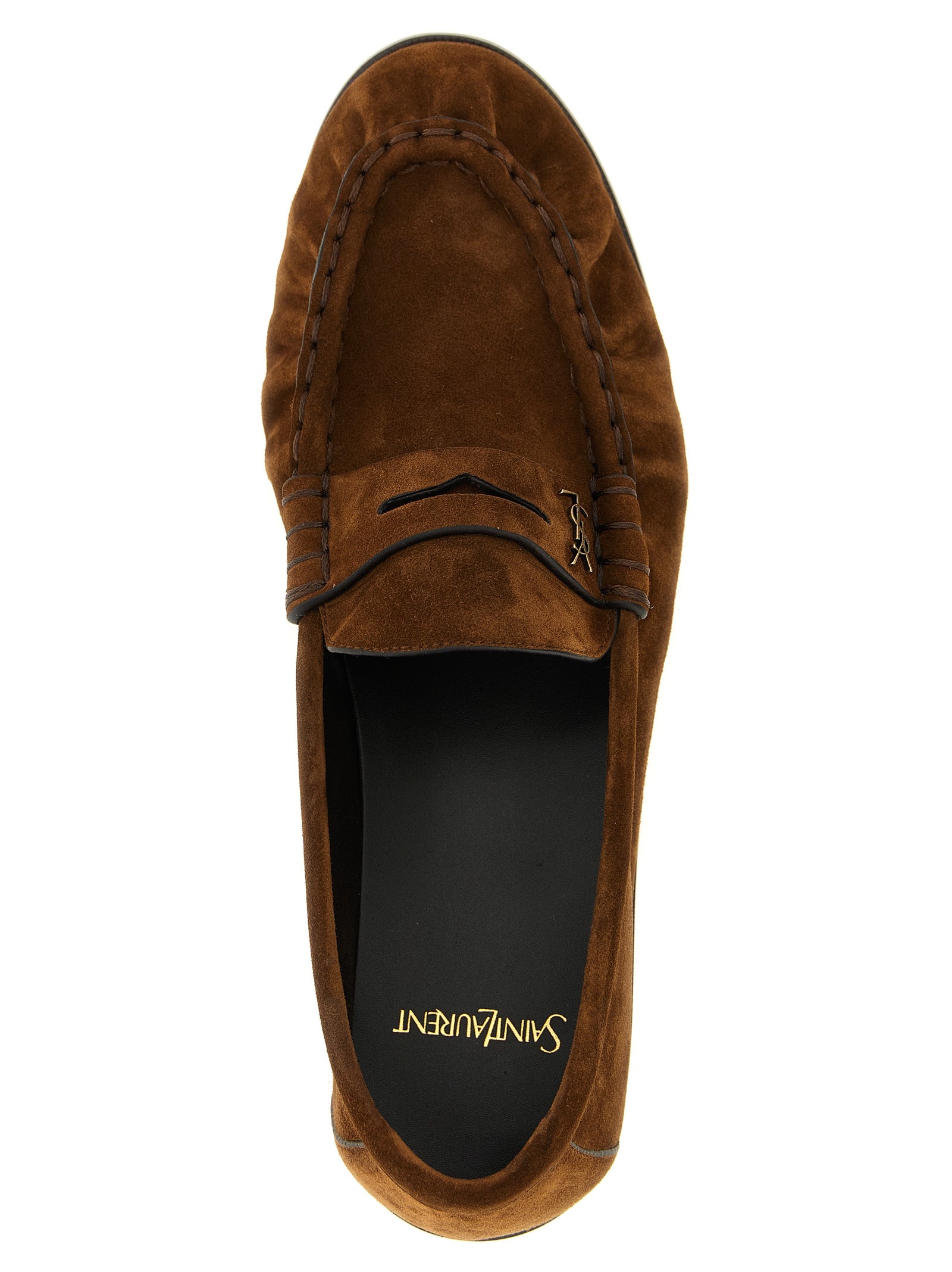 Saint Laurent Brown Calfskin Slip-On Loafers Saint Laurent