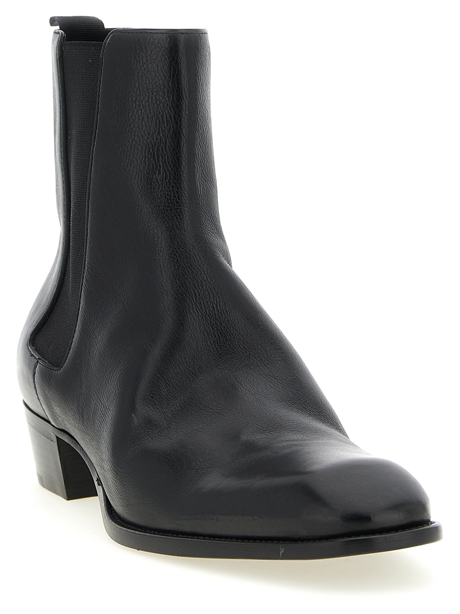 Saint Laurent Black Calfskin Chelsea Boots Saint Laurent