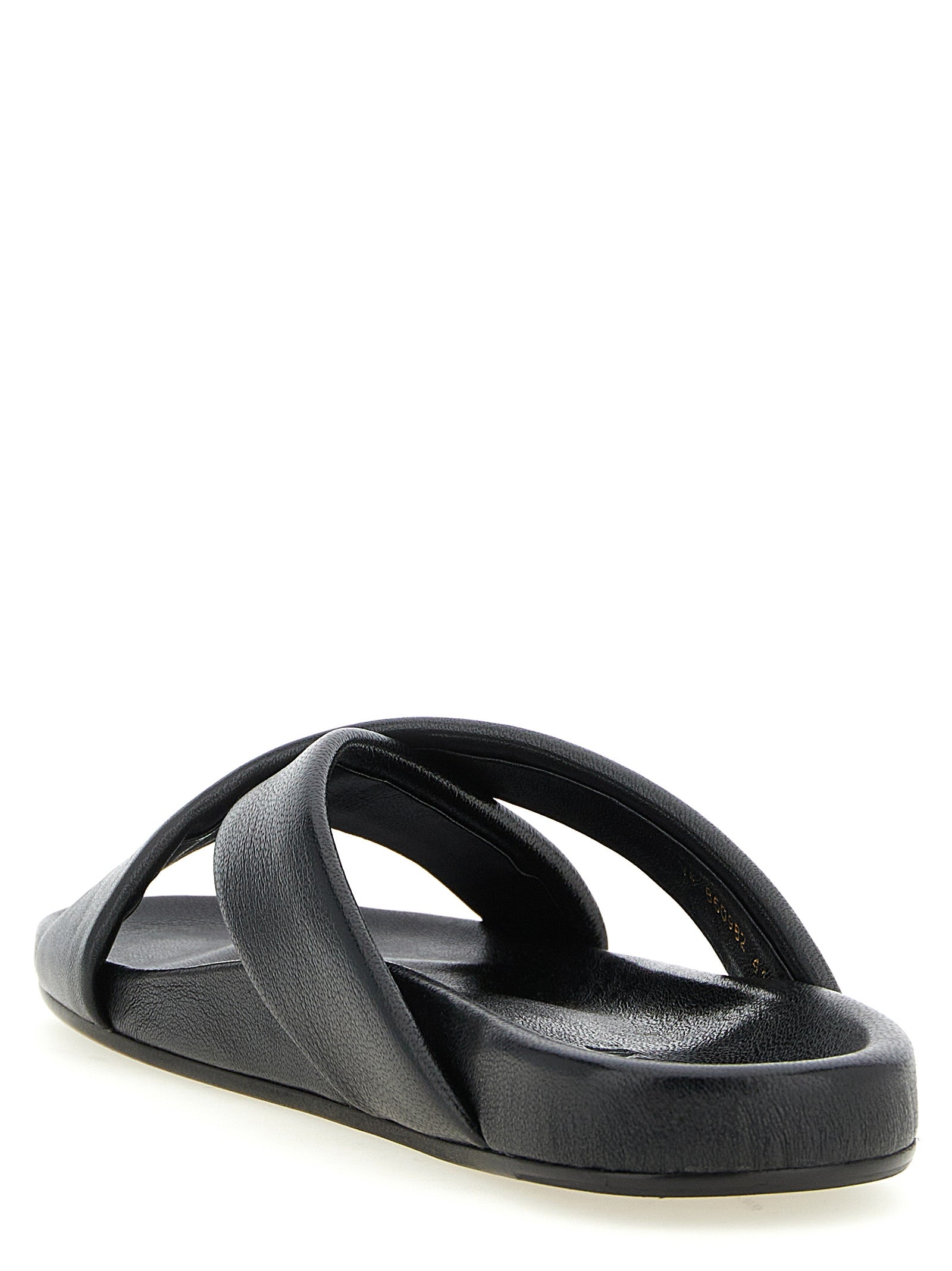 Saint Laurent Black Lamb Leather Slides Saint Laurent