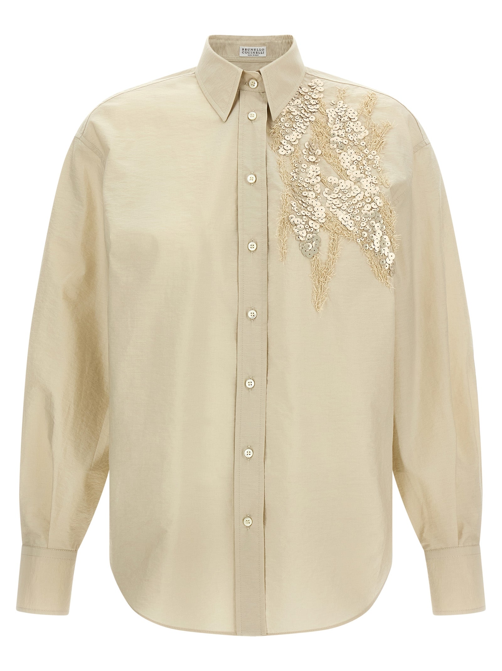 Brunello Cucinelli Beige Cotton Blouse Brunello Cucinelli