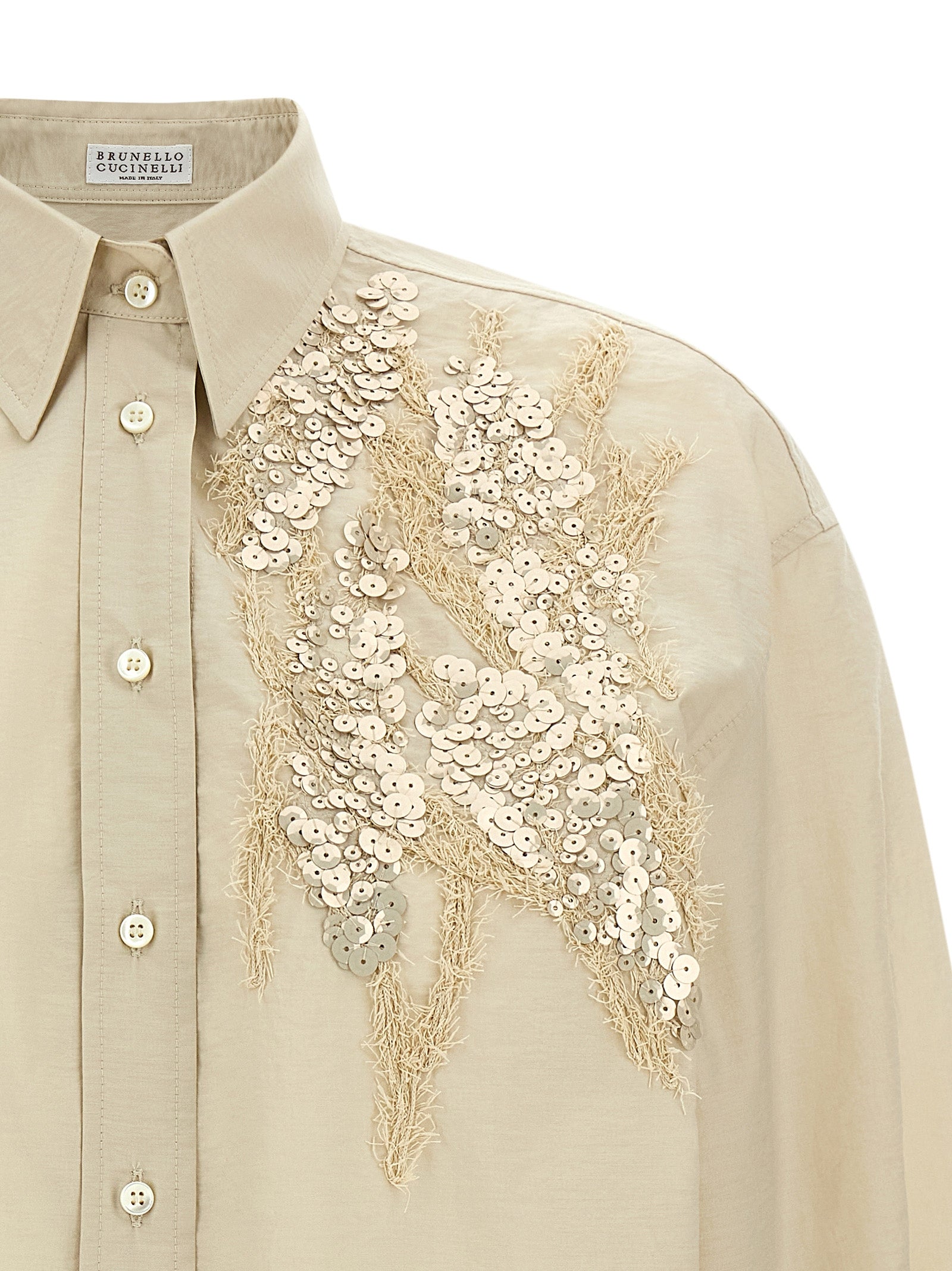 Brunello Cucinelli Beige Cotton Blouse Brunello Cucinelli