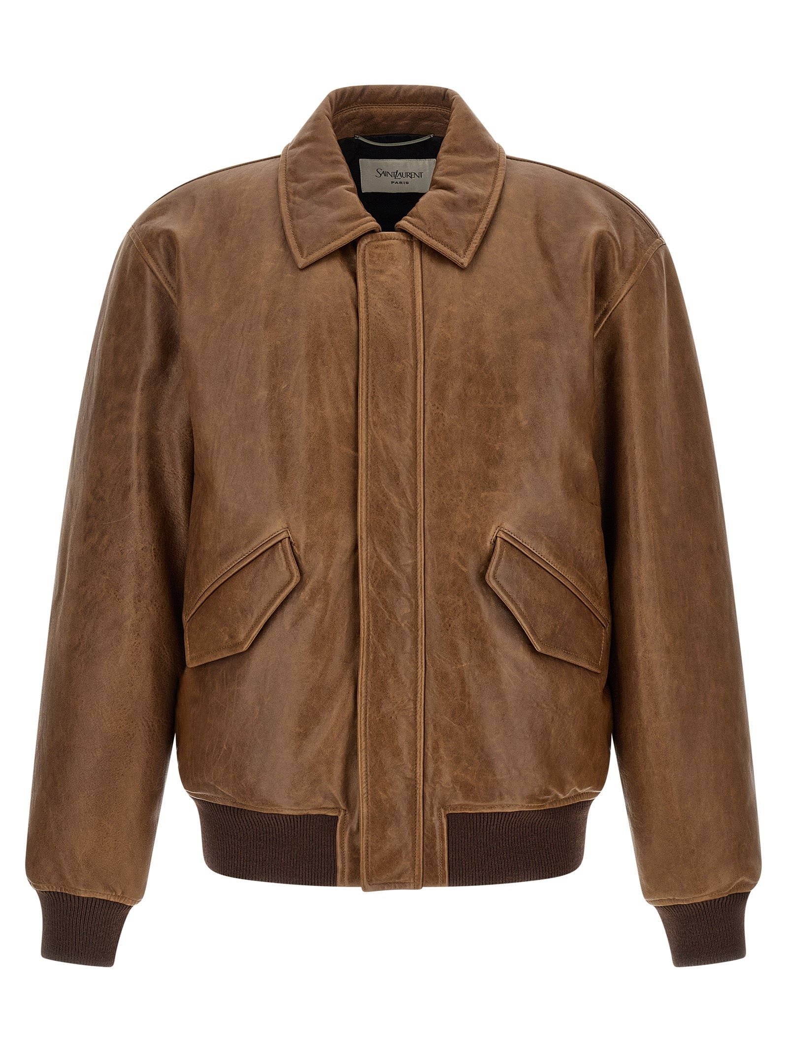 Saint Laurent Brown Lamb Leather Leather Jacket Saint Laurent