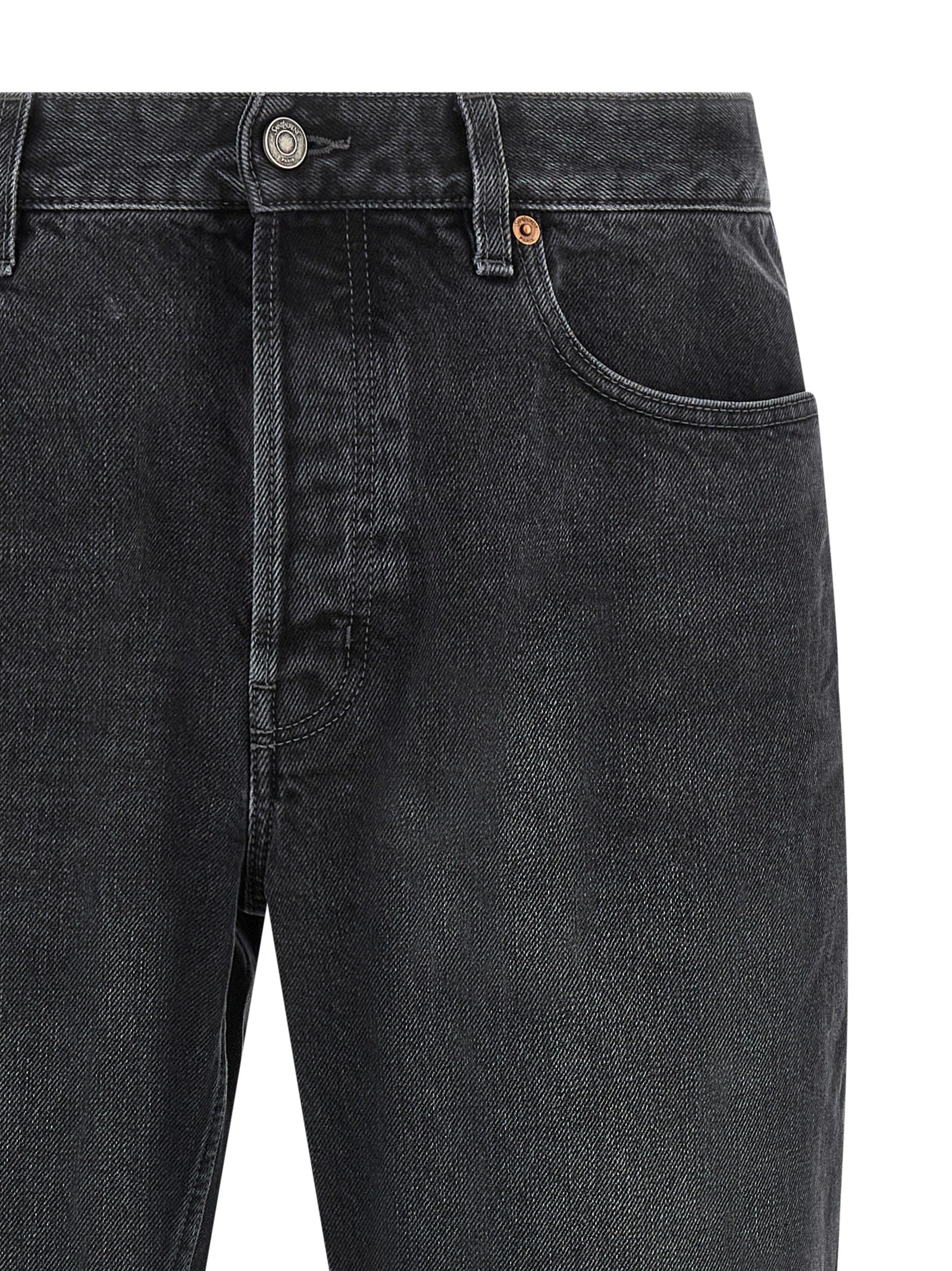 Saint Laurent Black Cotton Straight-Leg Jeans Saint Laurent
