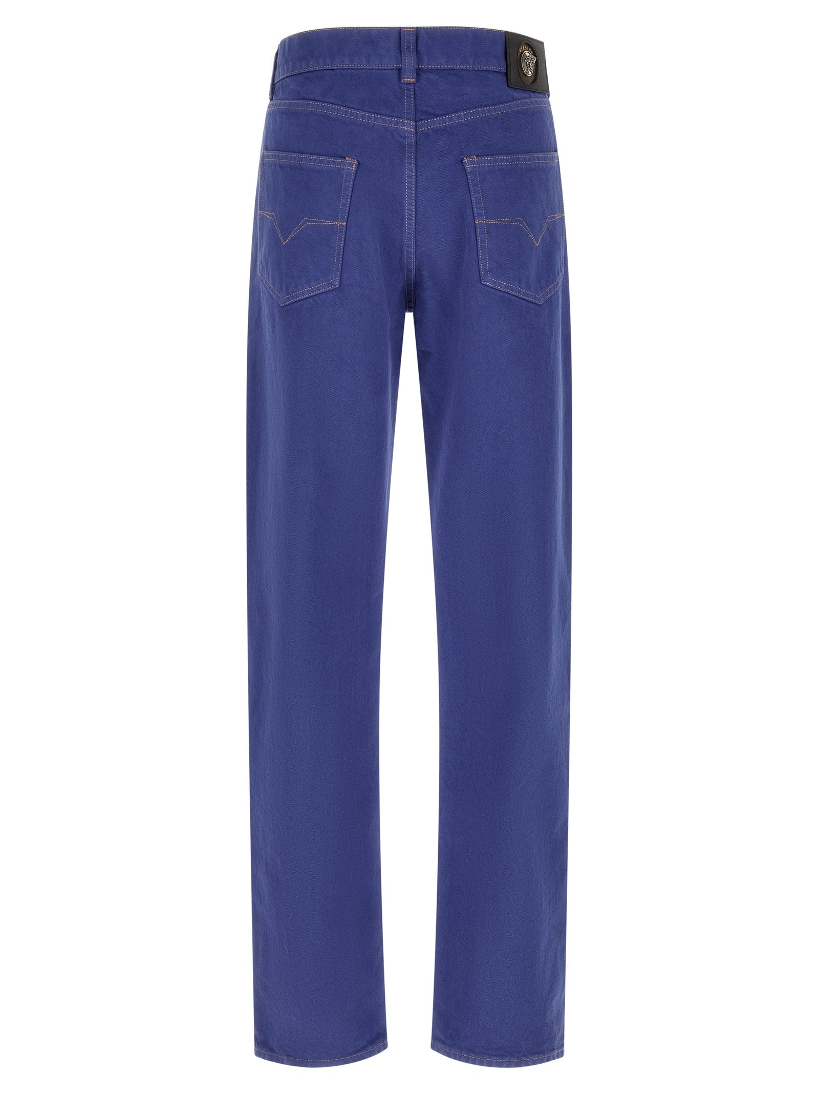 Versace Blue Cotton Straight-Leg Jeans Versace