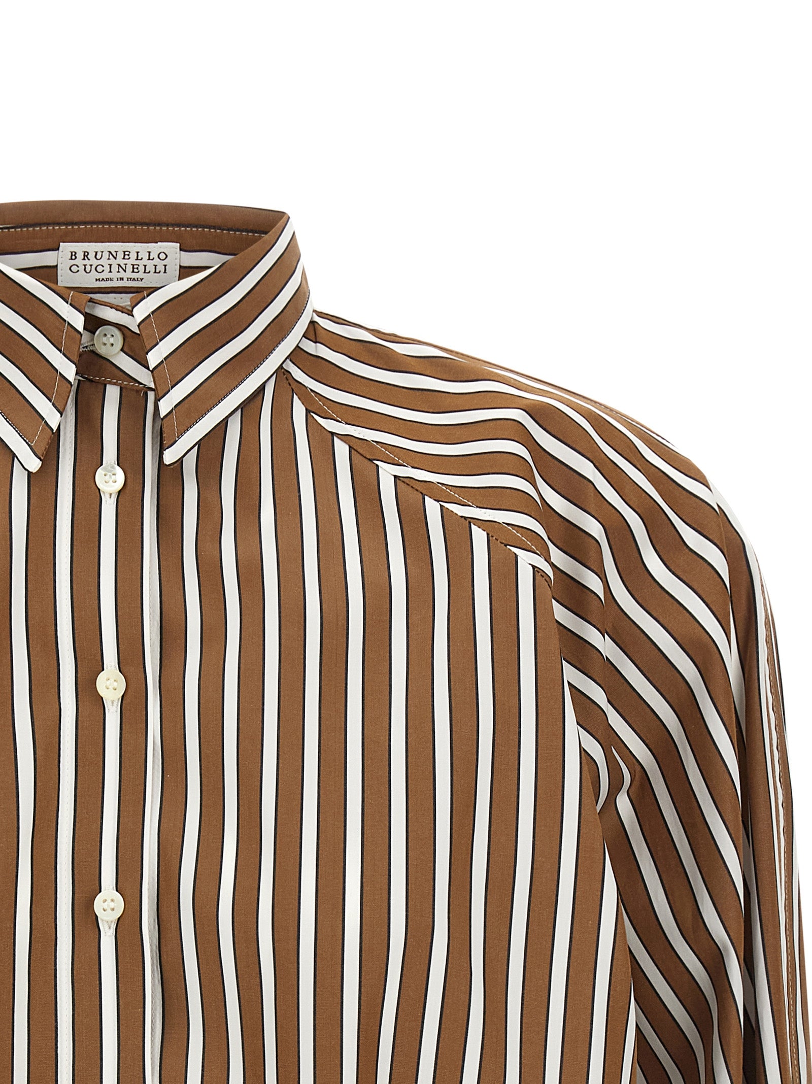 Brunello Cucinelli Brown Cotton Blouse Brunello Cucinelli