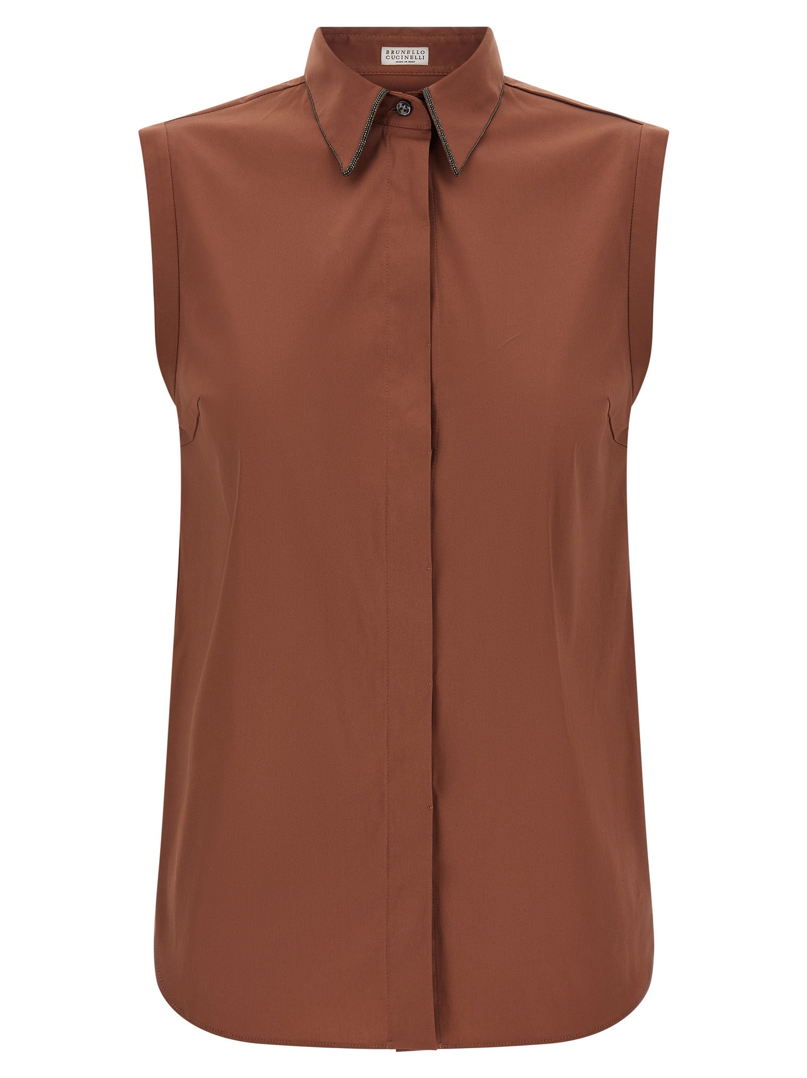 Brunello Cucinelli Brown Cotton Blouse Brunello Cucinelli