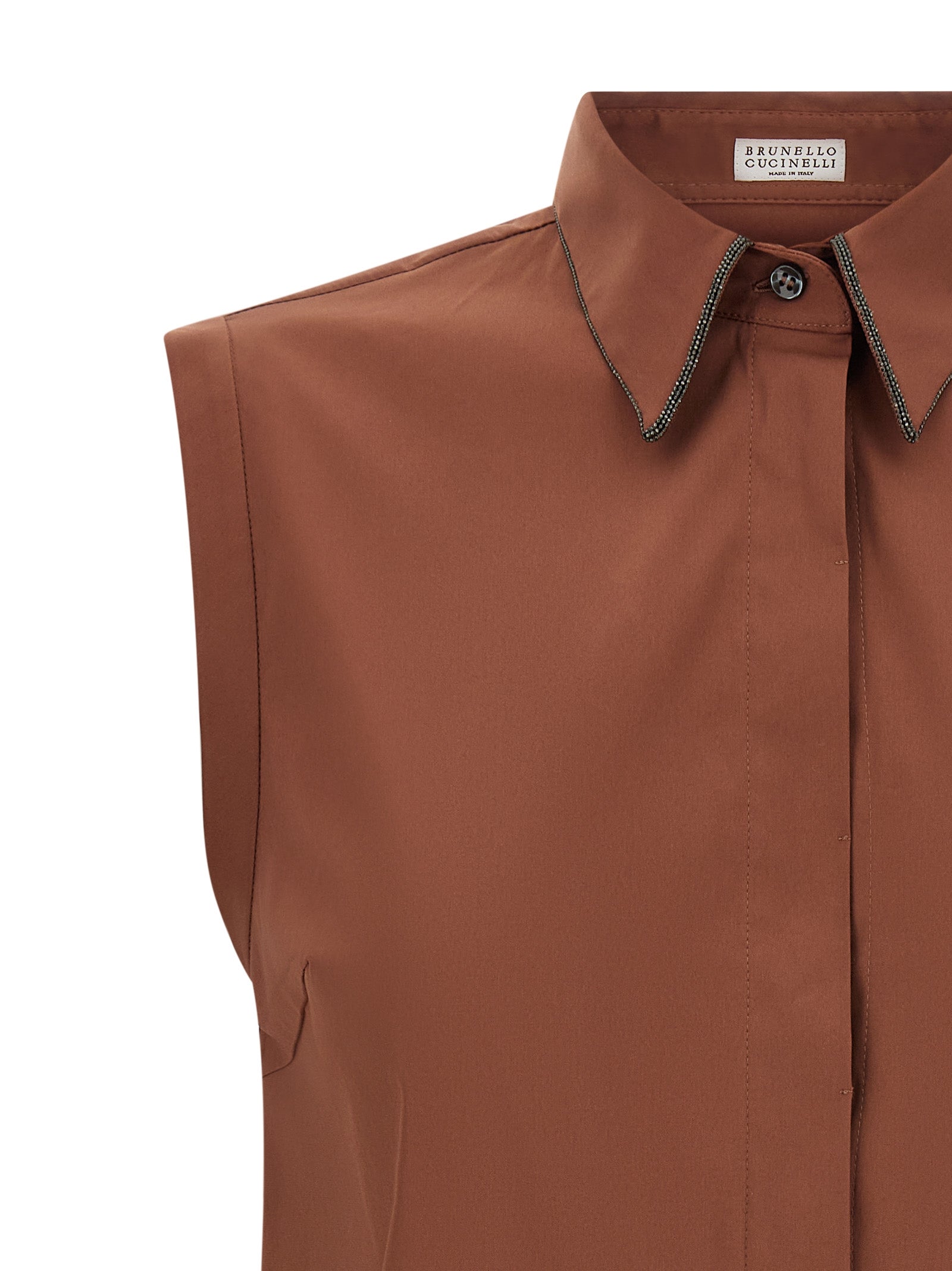 Brunello Cucinelli Brown Cotton Blouse Brunello Cucinelli