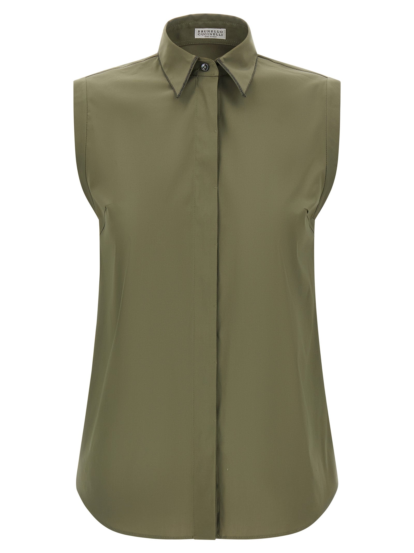 Brunello Cucinelli Bicolor Cotton Blouse Brunello Cucinelli