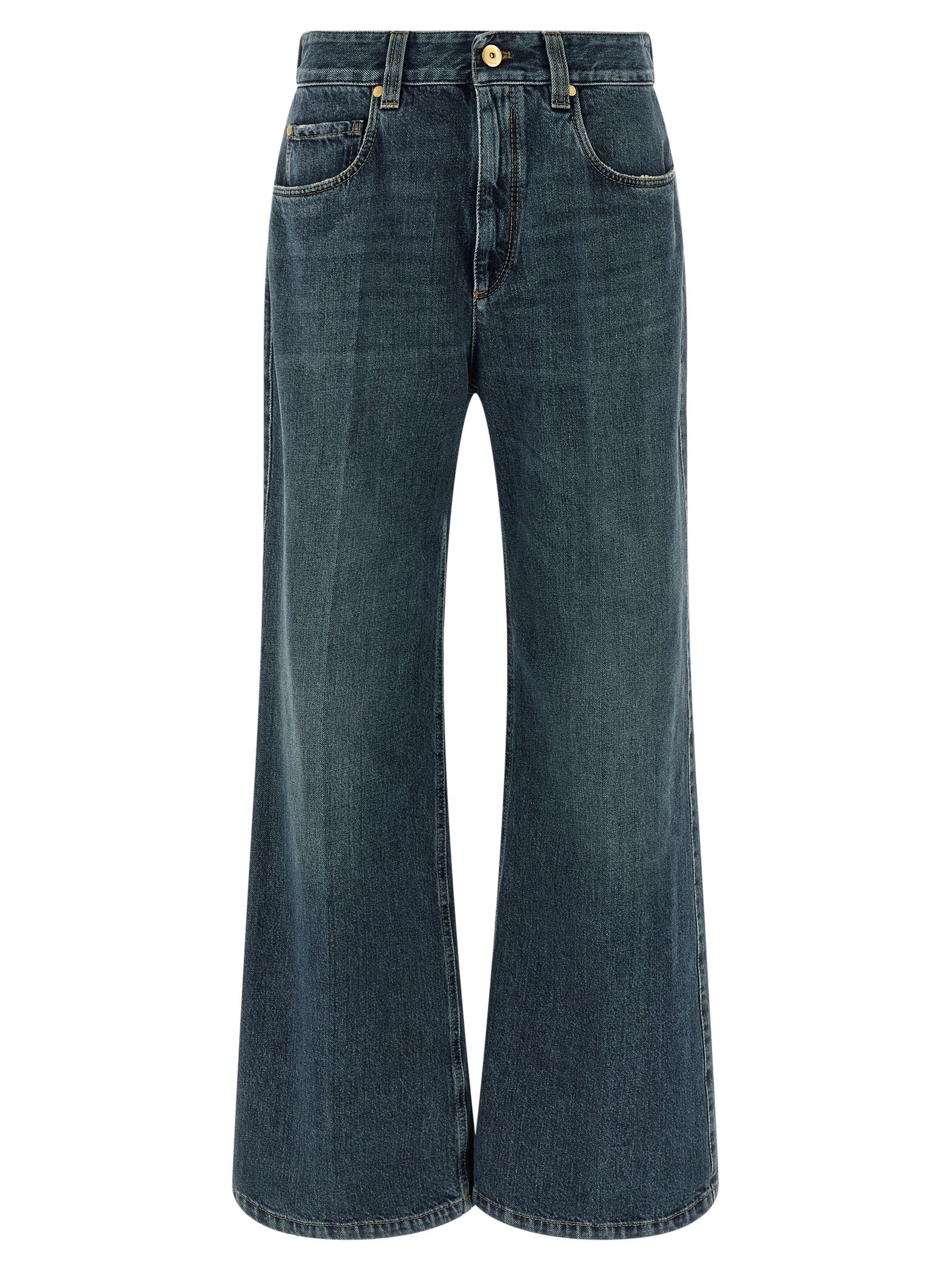 Brunello Cucinelli Blue Cotton Flared Jeans Brunello Cucinelli