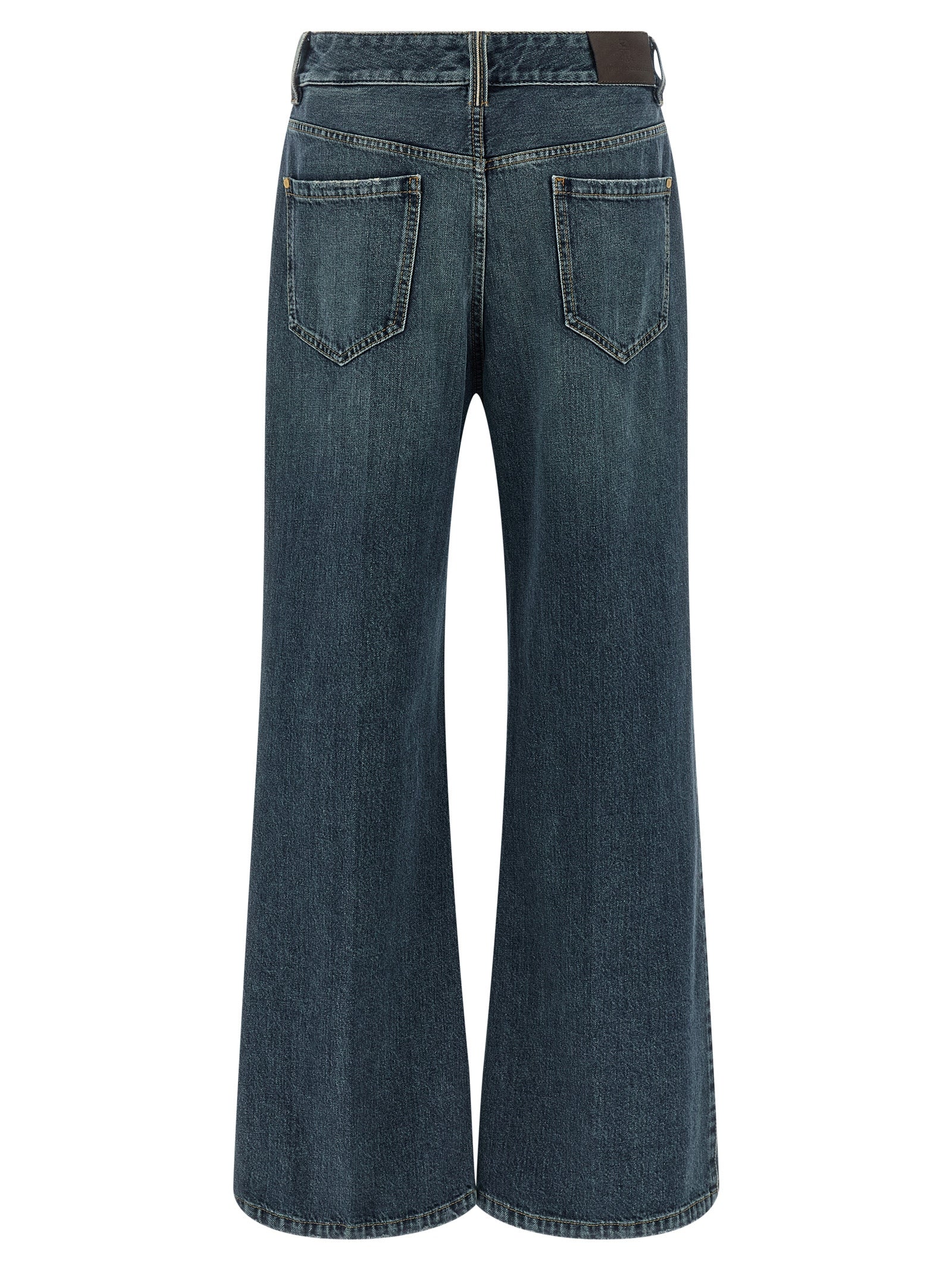 Brunello Cucinelli Blue Cotton Flared Jeans Brunello Cucinelli