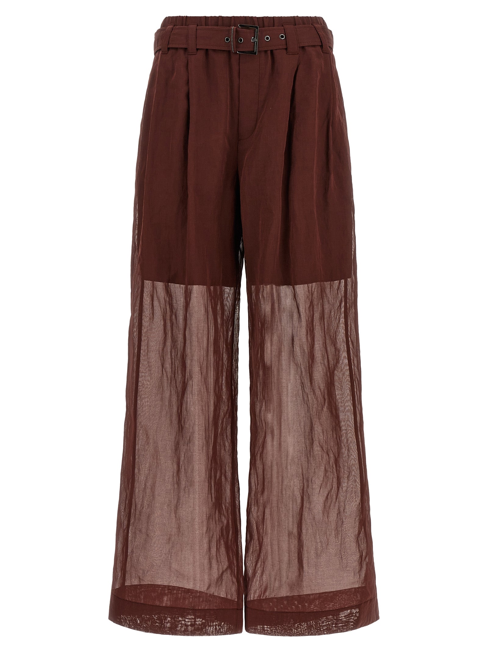 Brunello Cucinelli Bordeaux Cotton Flared Pants Brunello Cucinelli