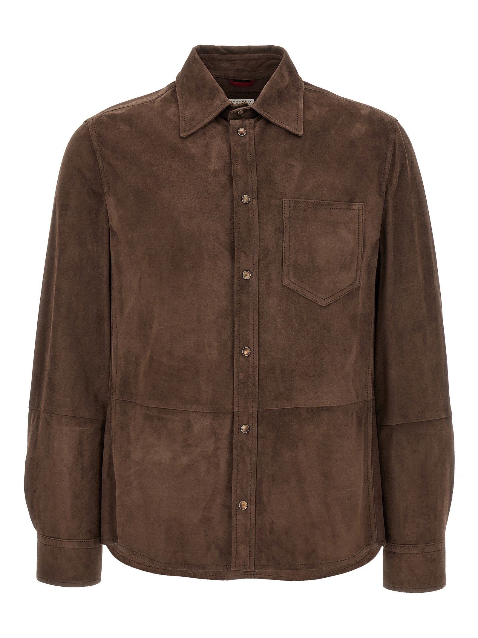 Brunello Cucinelli Brown Lamb Leather Blouse Brunello Cucinelli