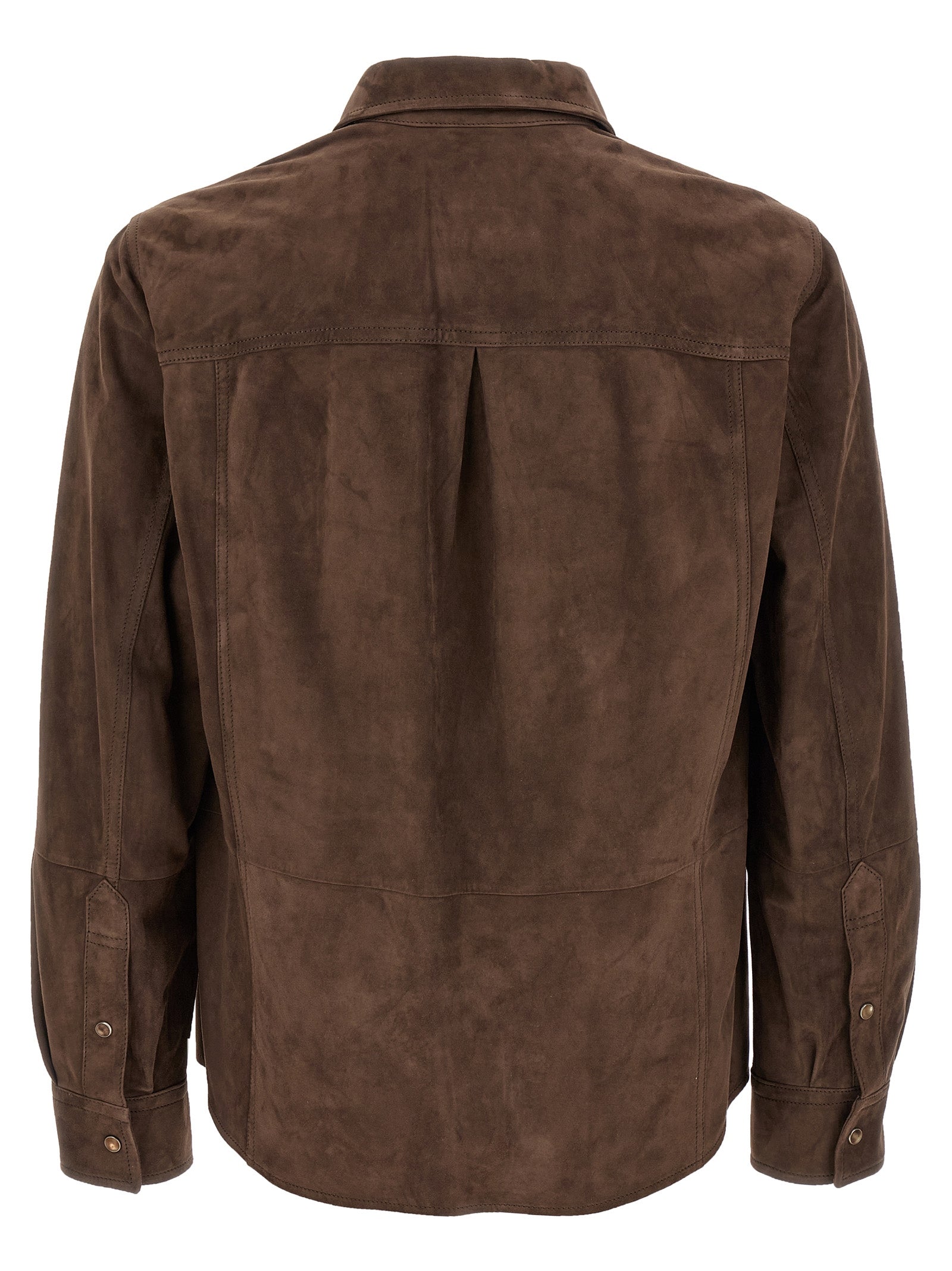 Brunello Cucinelli Brown Lamb Leather Blouse Brunello Cucinelli