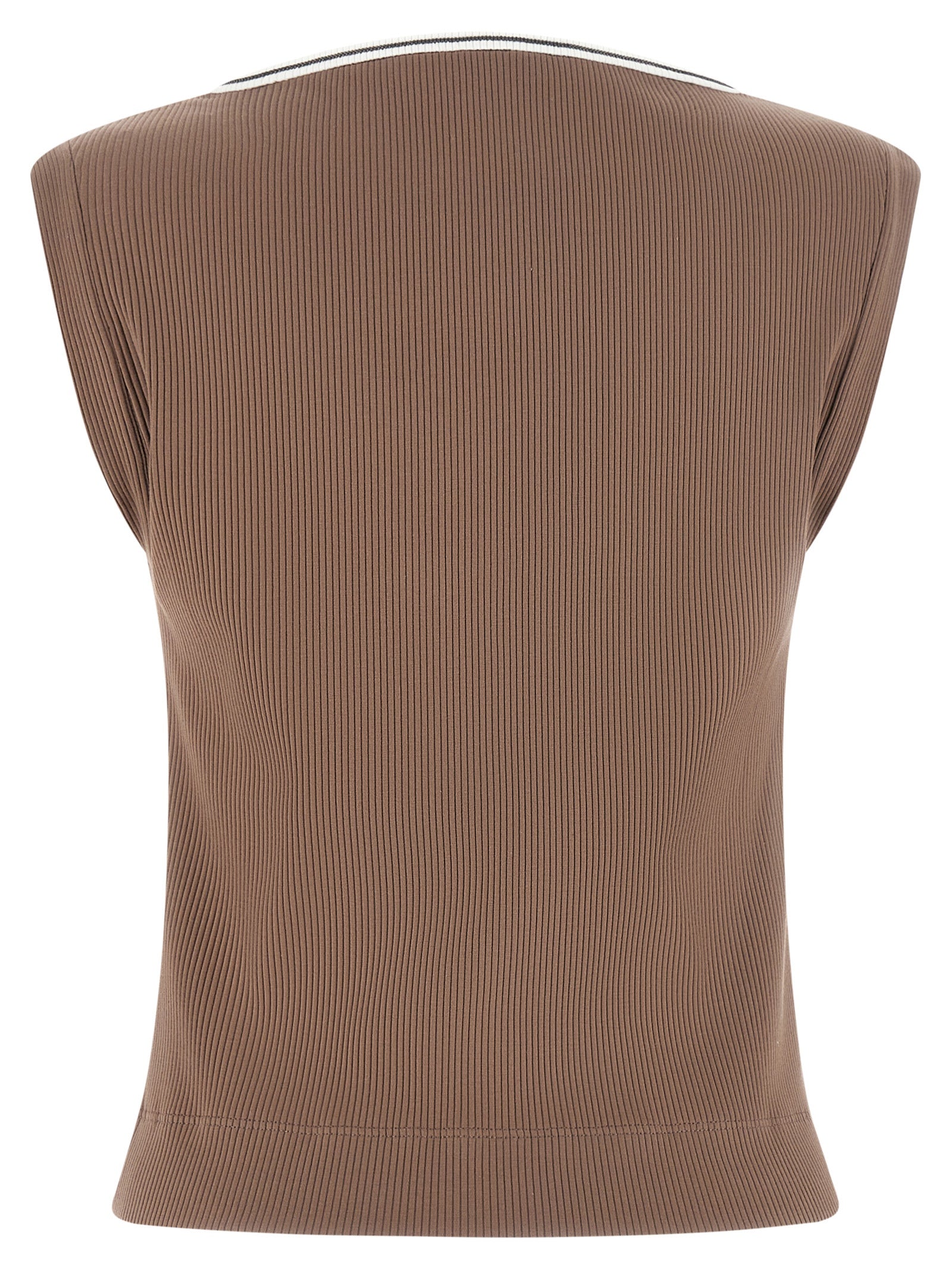 Brunello Cucinelli Brown Cotton Tank Tops Brunello Cucinelli