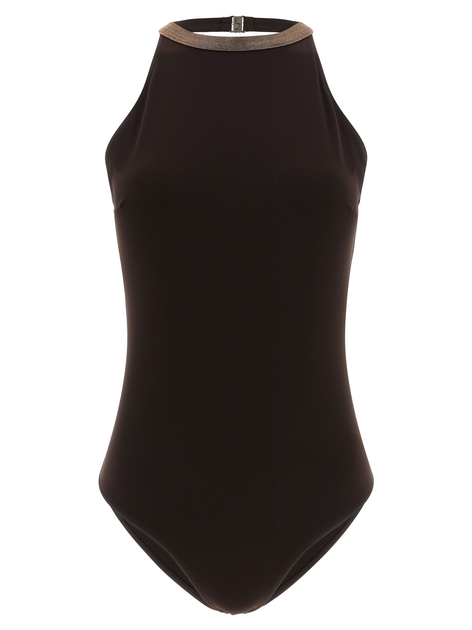 Brunello Cucinelli Brown Polyamide One-Piece Swimsuit Brunello Cucinelli
