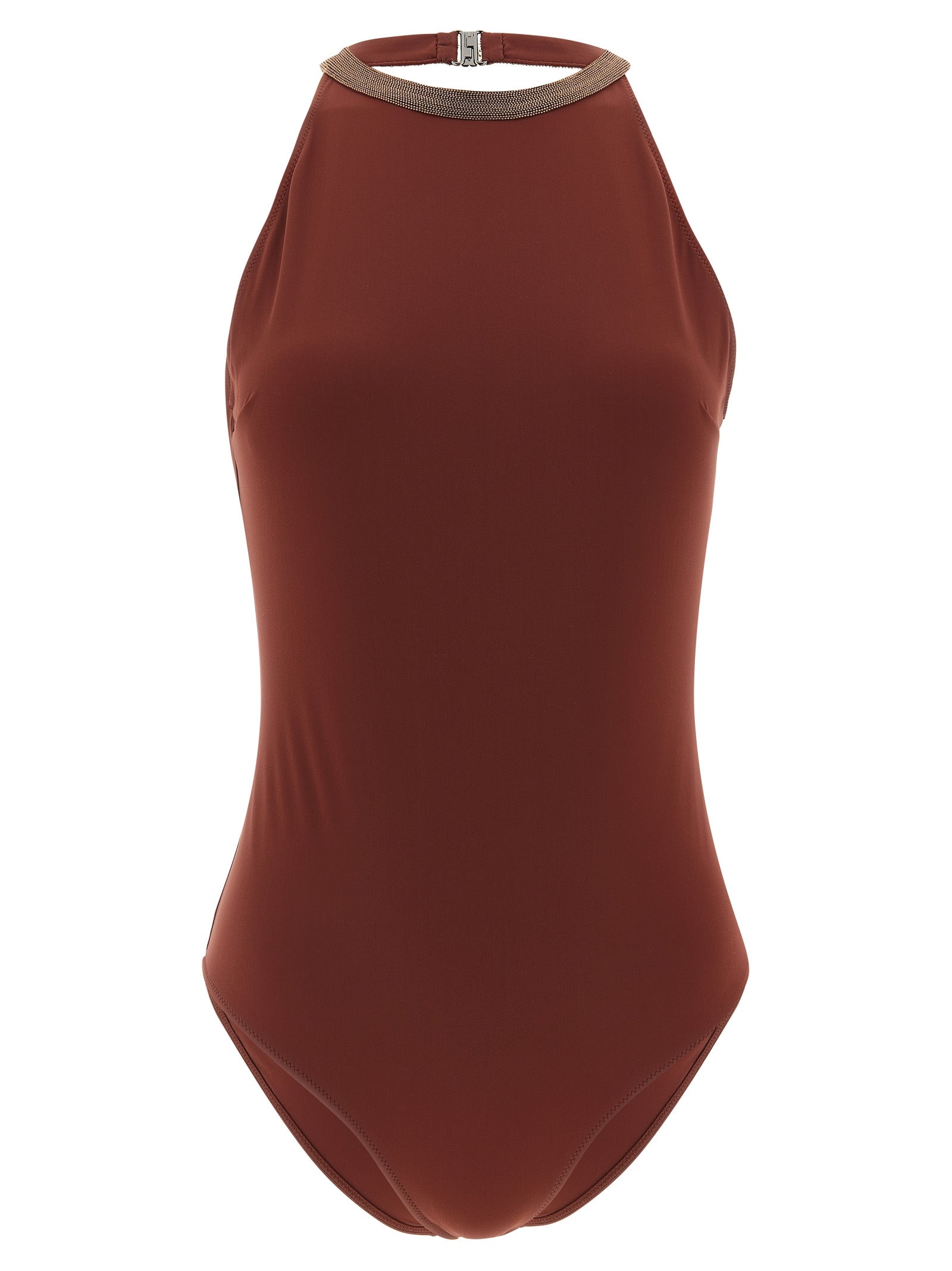 Brunello Cucinelli Bordeaux Polyamide One-Piece Swimsuit Brunello Cucinelli