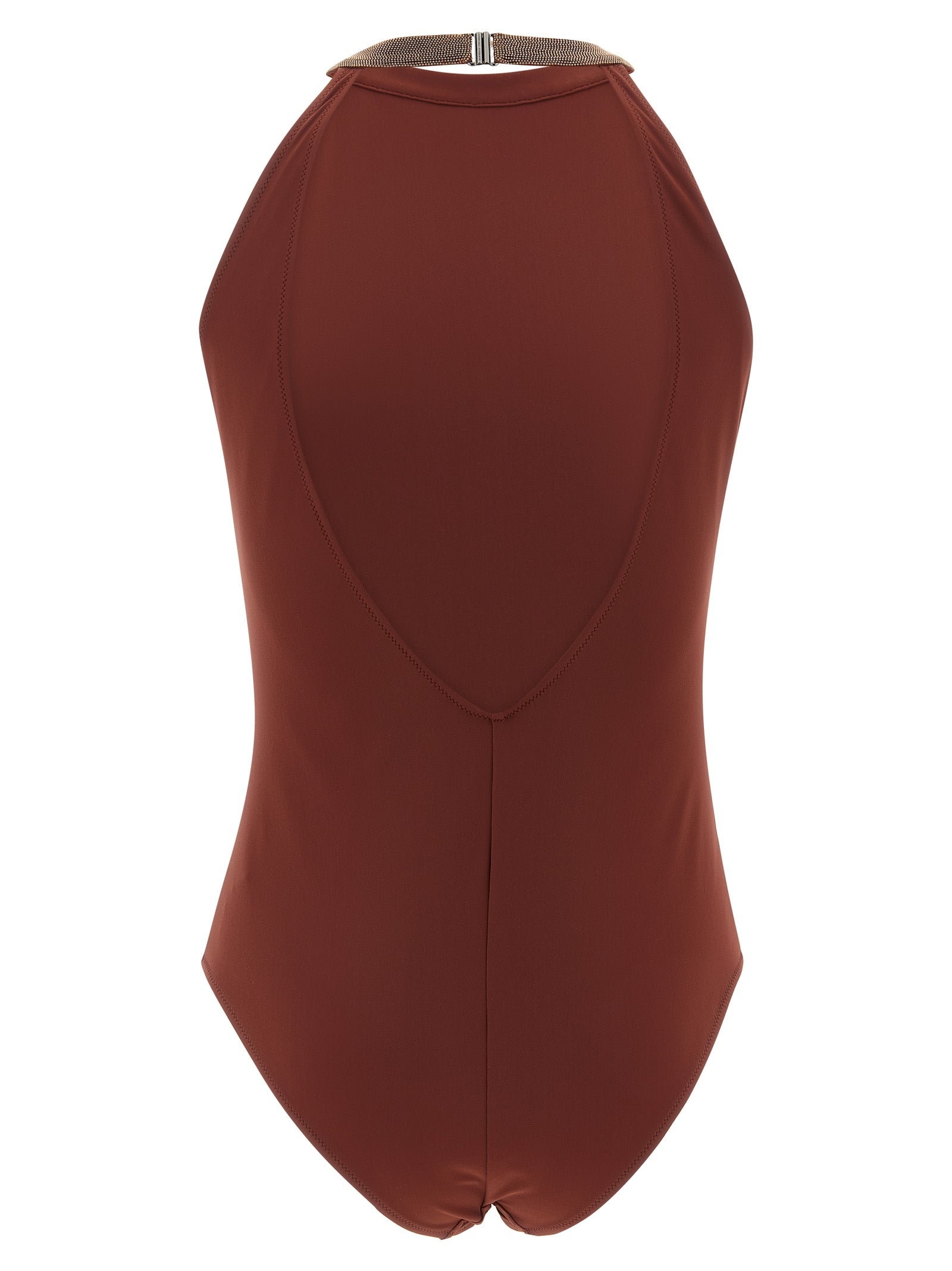 Brunello Cucinelli Bordeaux Polyamide One-Piece Swimsuit Brunello Cucinelli