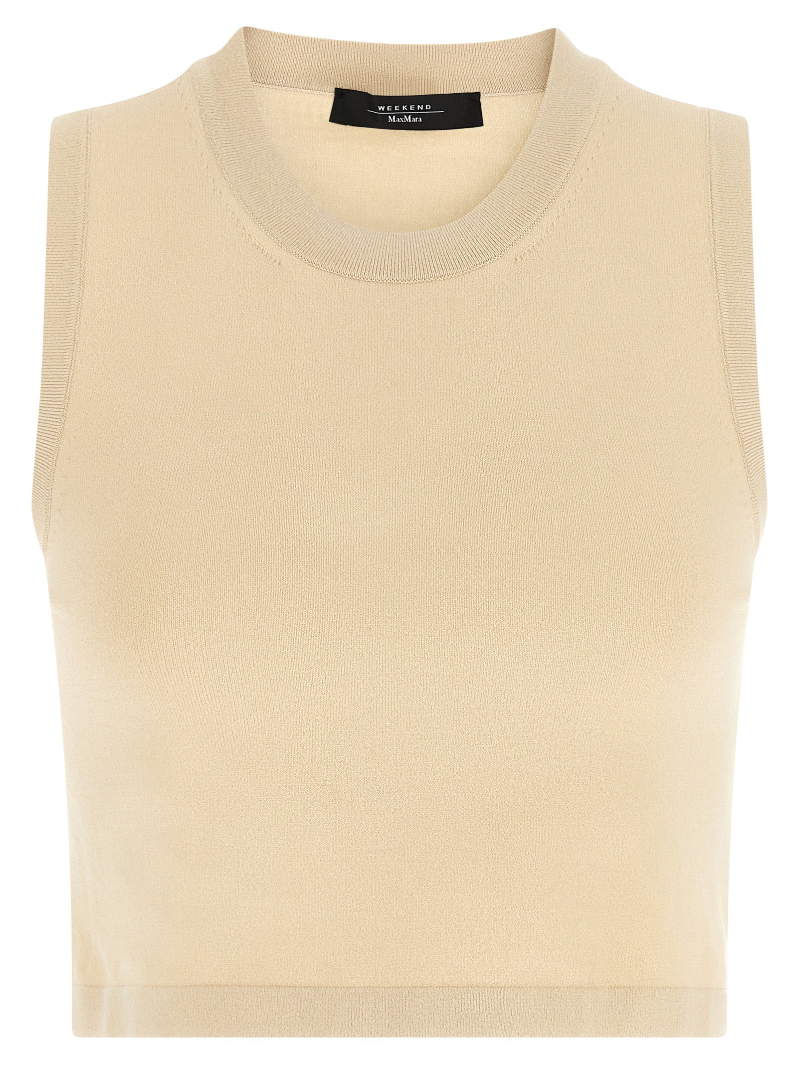 Max Mara Beige Viscose Sleeveles T-Shirt Max Mara