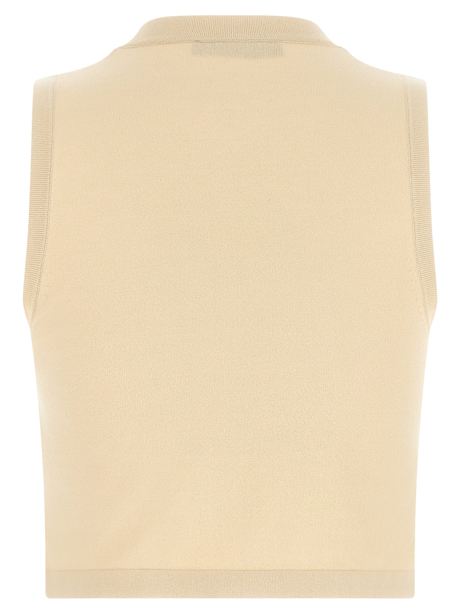 Max Mara Beige Viscose Sleeveles T-Shirt Max Mara