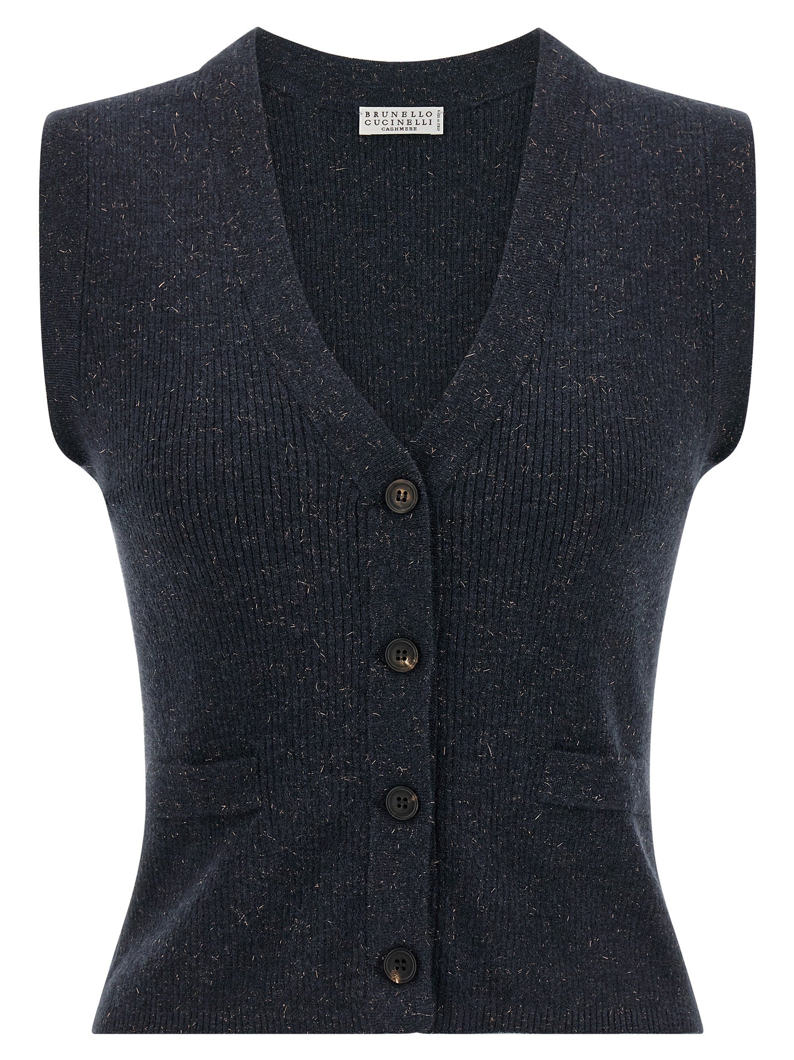 Brunello Cucinelli Blue Cashmere Sleeveless Jacket Brunello Cucinelli