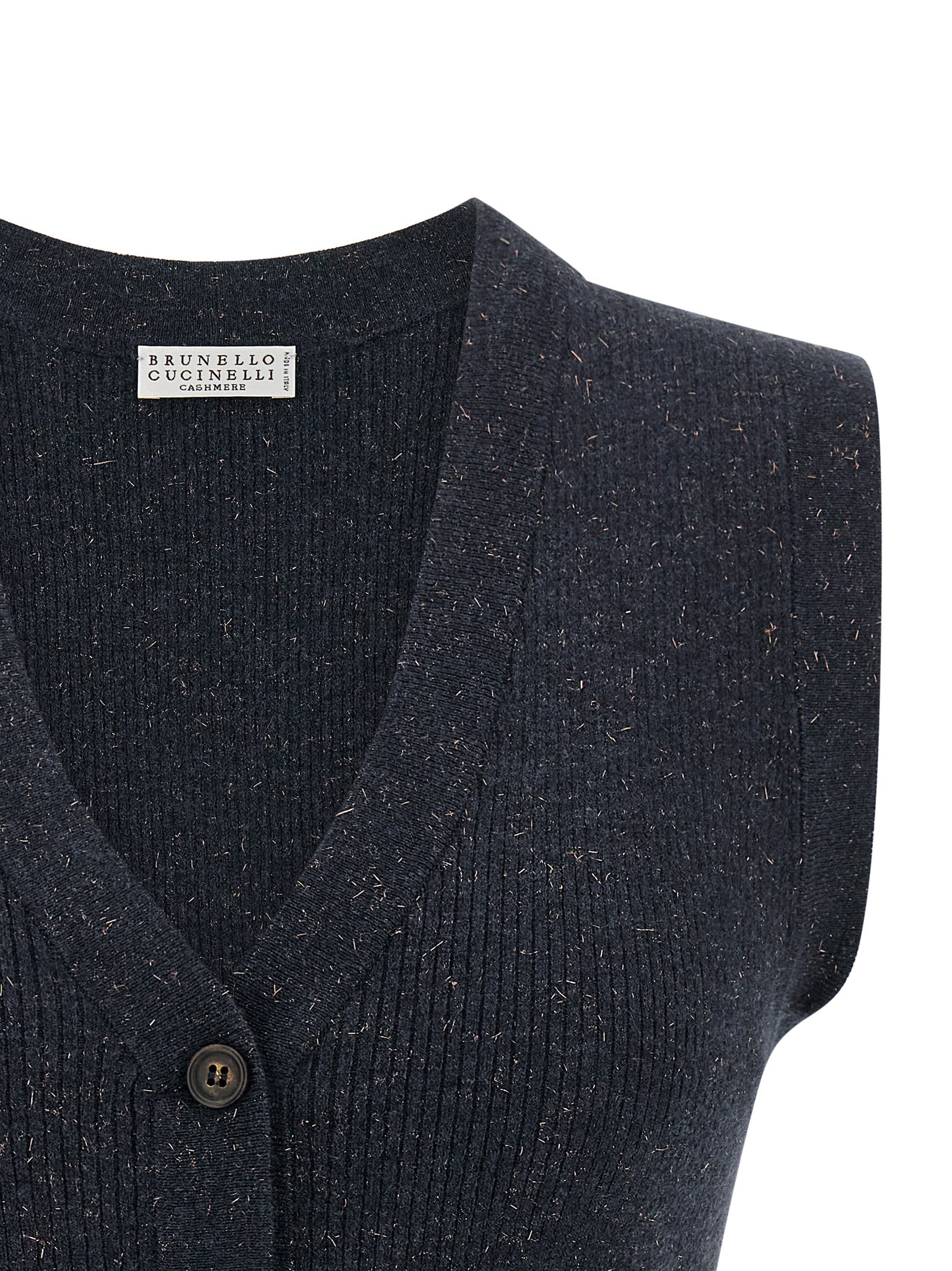 Brunello Cucinelli Blue Cashmere Sleeveless Jacket Brunello Cucinelli