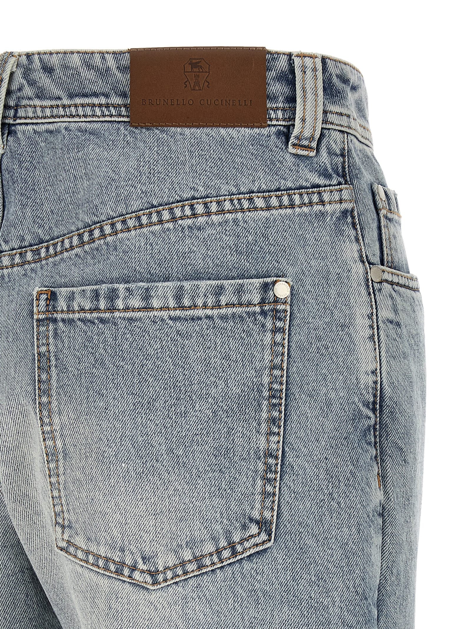 Brunello Cucinelli Blue Cotton Tapered Jeans Brunello Cucinelli