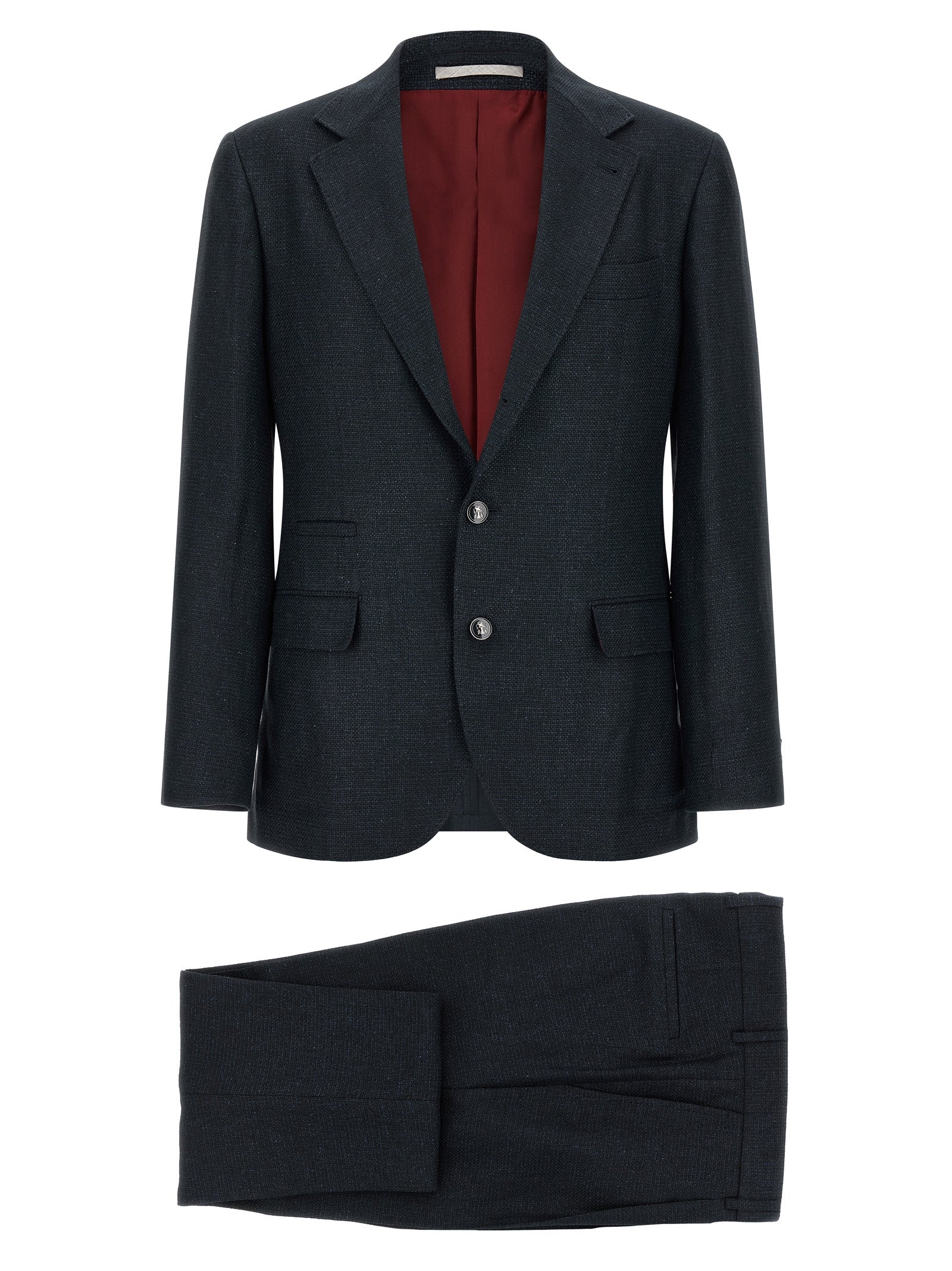 Brunello Cucinelli Blue Silk Two-Piece Suit Brunello Cucinelli
