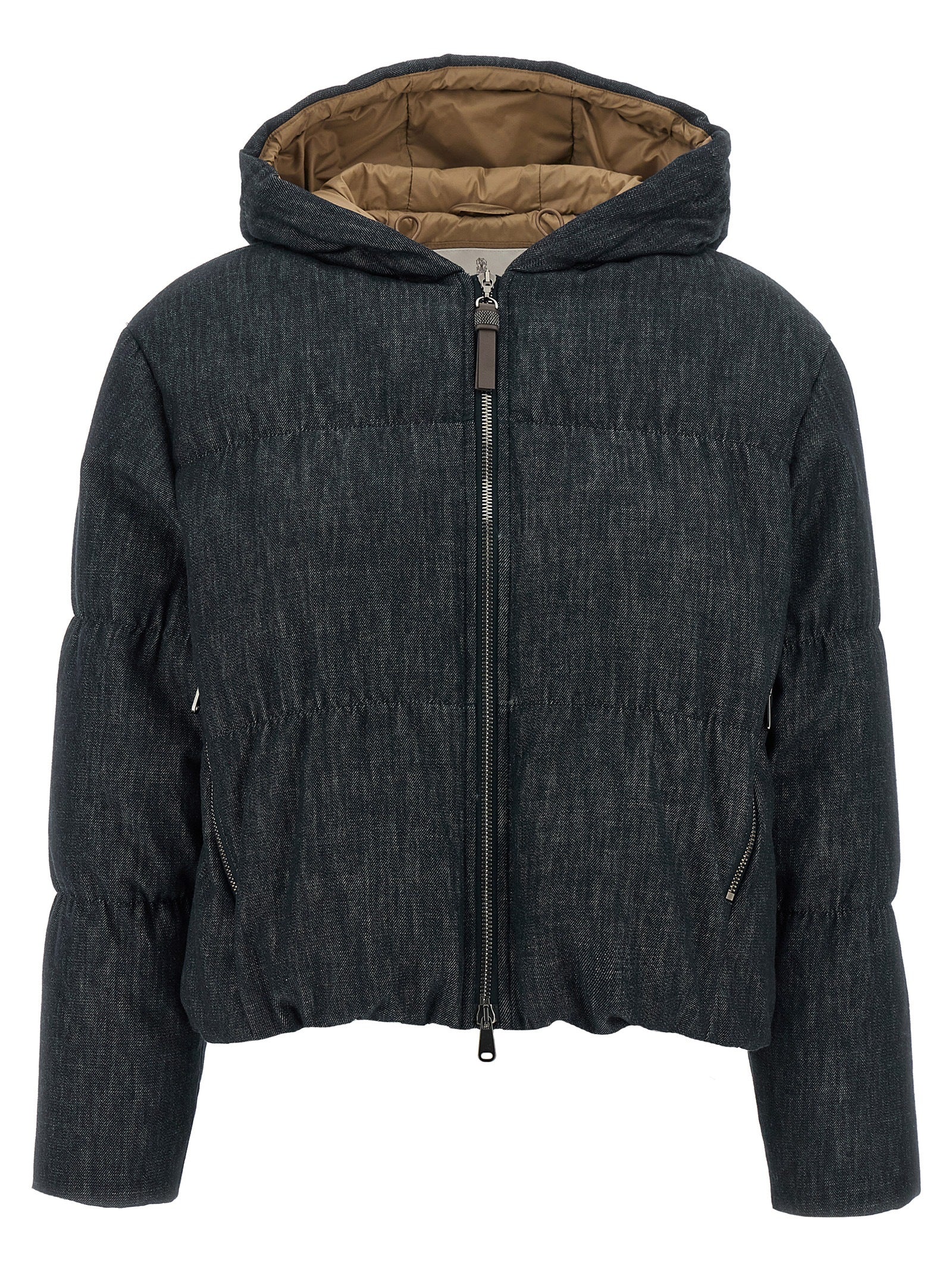 Brunello Cucinelli Blue Cotton Full-Length Jacket Brunello Cucinelli