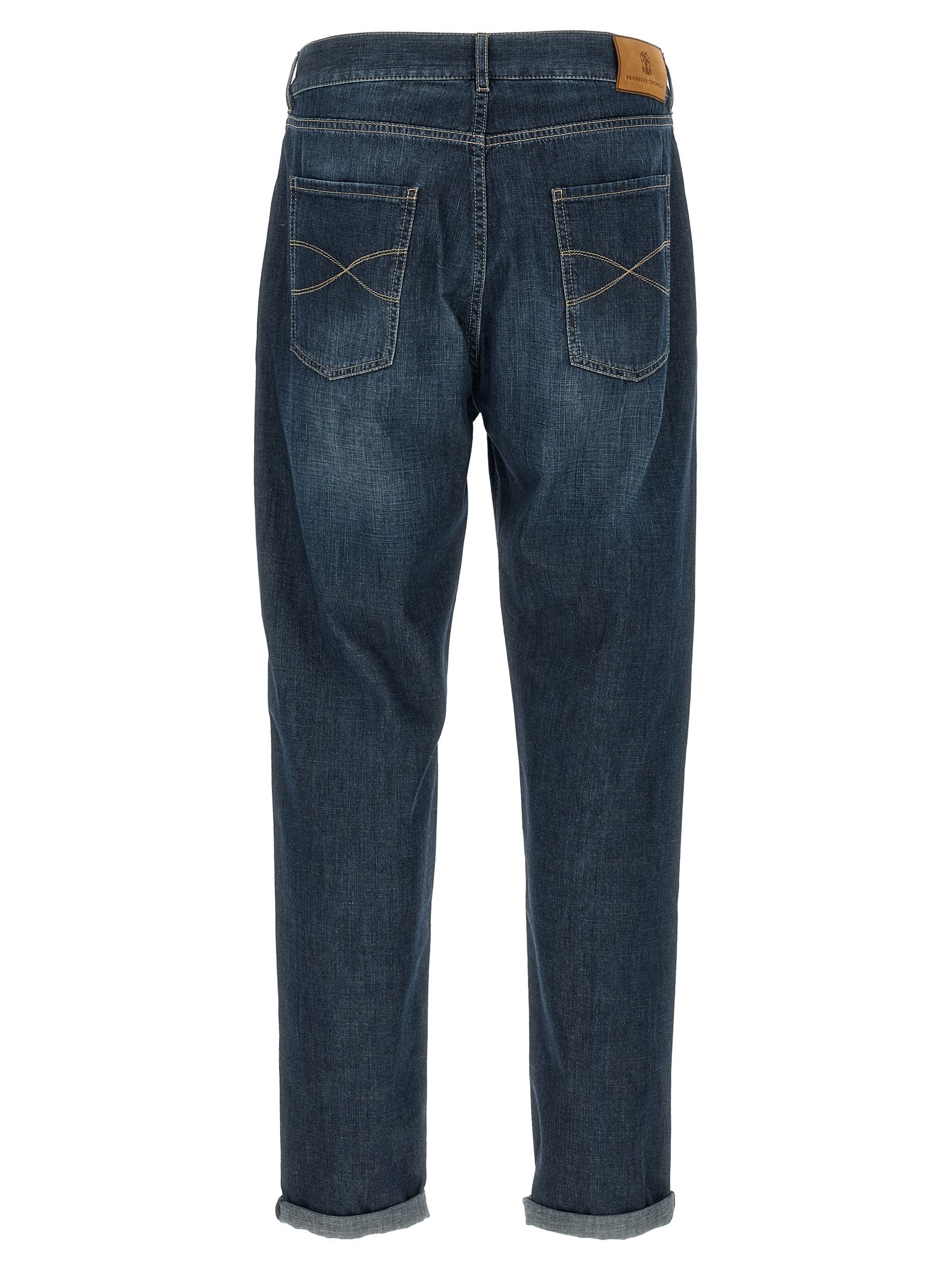 Brunello Cucinelli Blue Cotton Straight-Leg Jeans Brunello Cucinelli